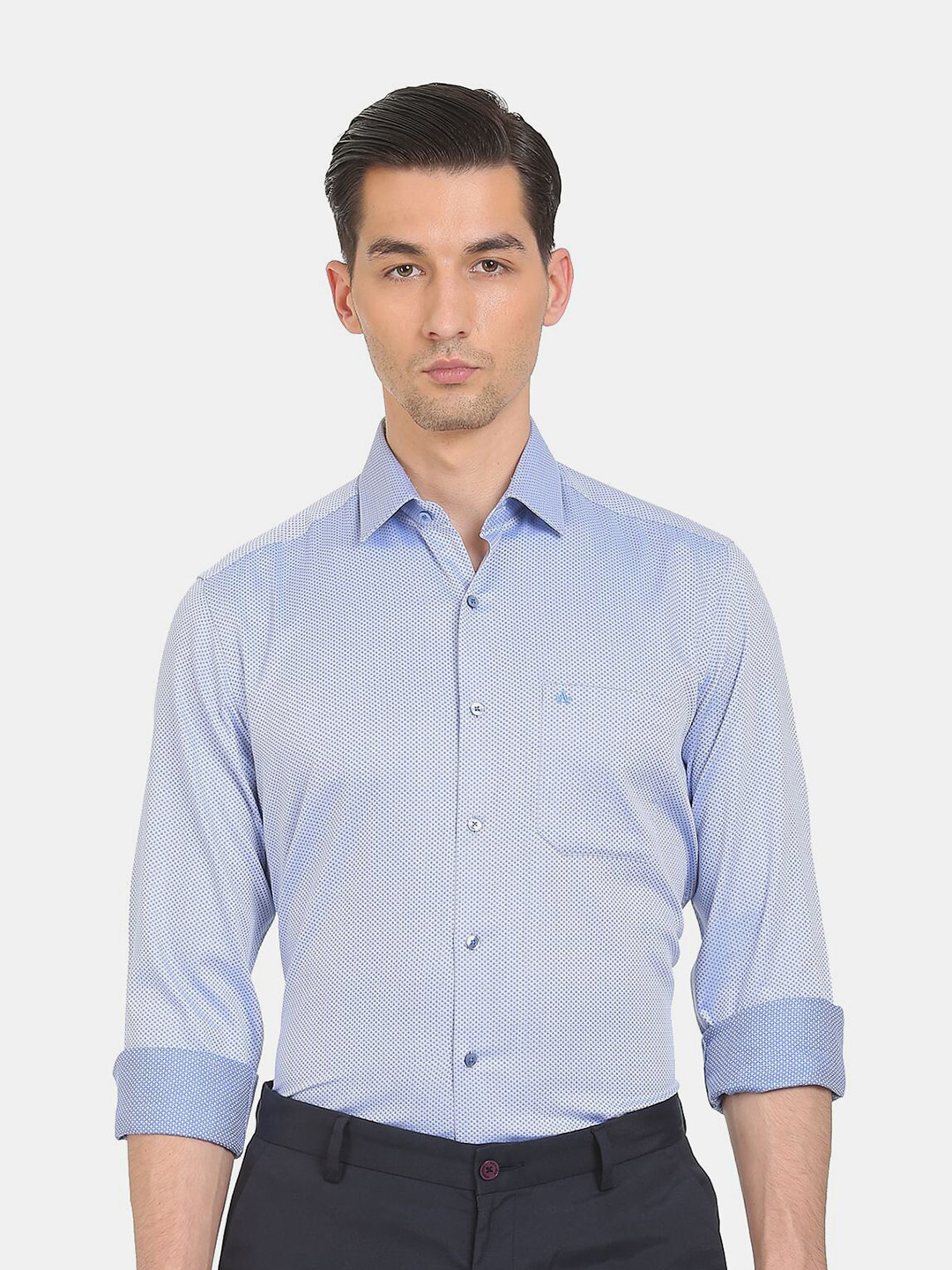 

Arrow Men Blue Slim Fit Printed Pure Cotton Formal Shirt
