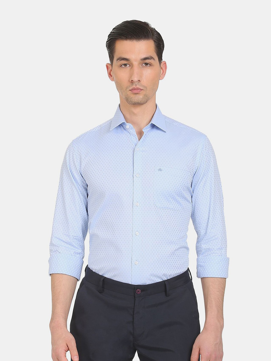 

Arrow Men Blue Slim Fit Printed Pure Cotton Formal Shirt