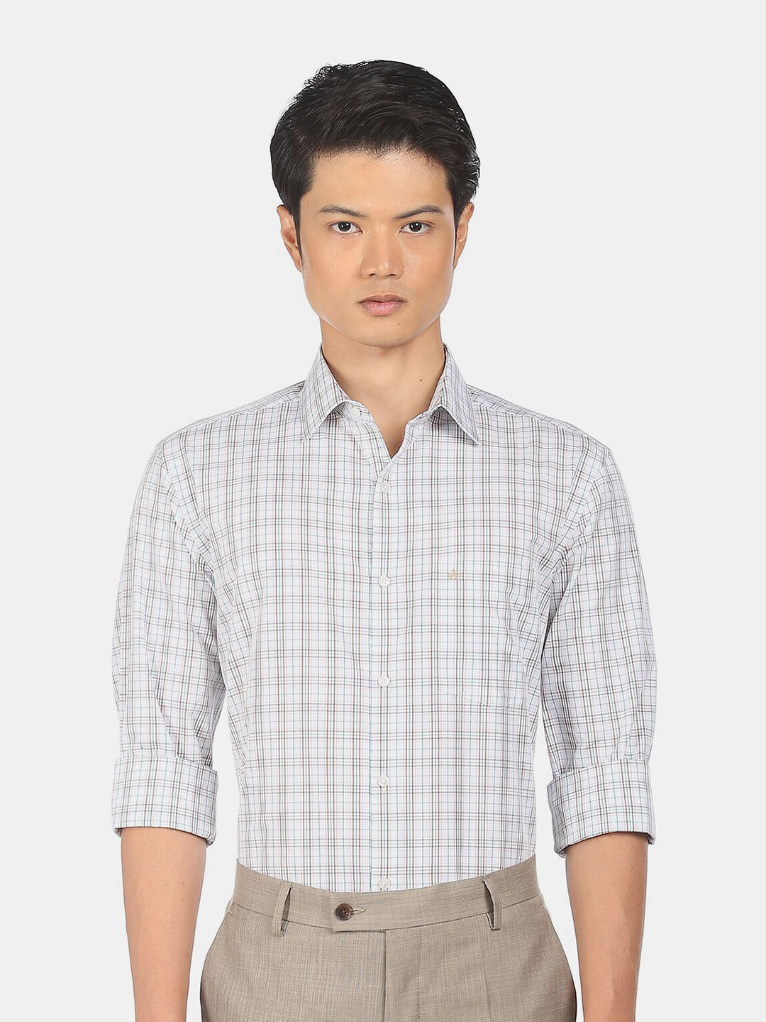 

Arrow Men Off White Slim Fit Tartan Checks Cotton Casual Shirt