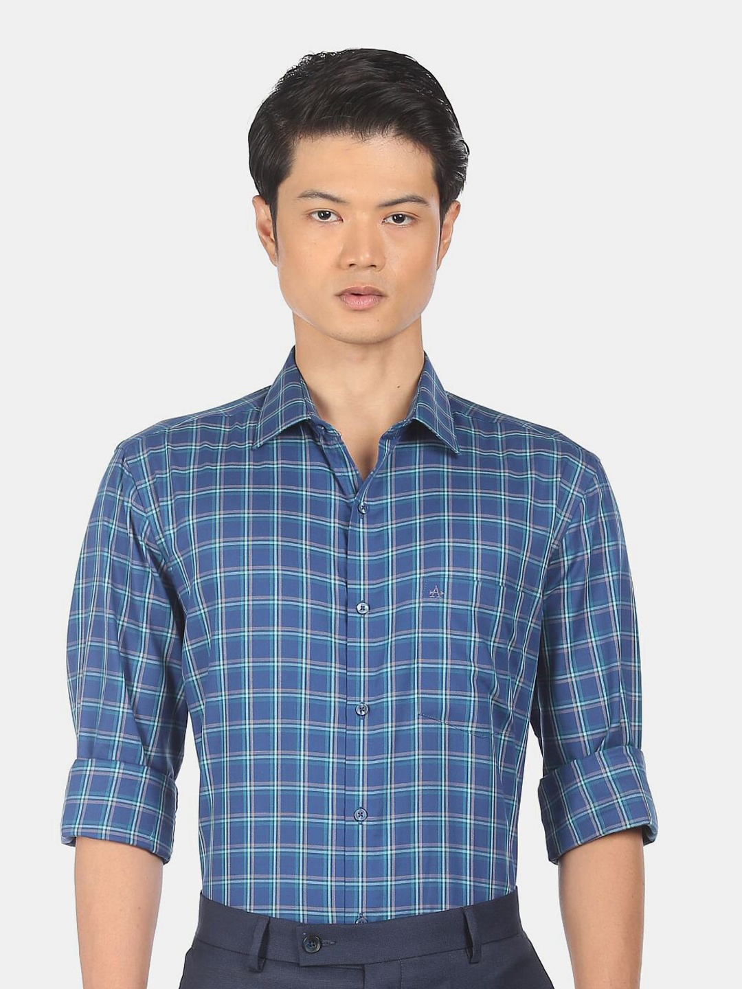 

Arrow Men Blue Checked Regular Fit Cotton Casual Shirt