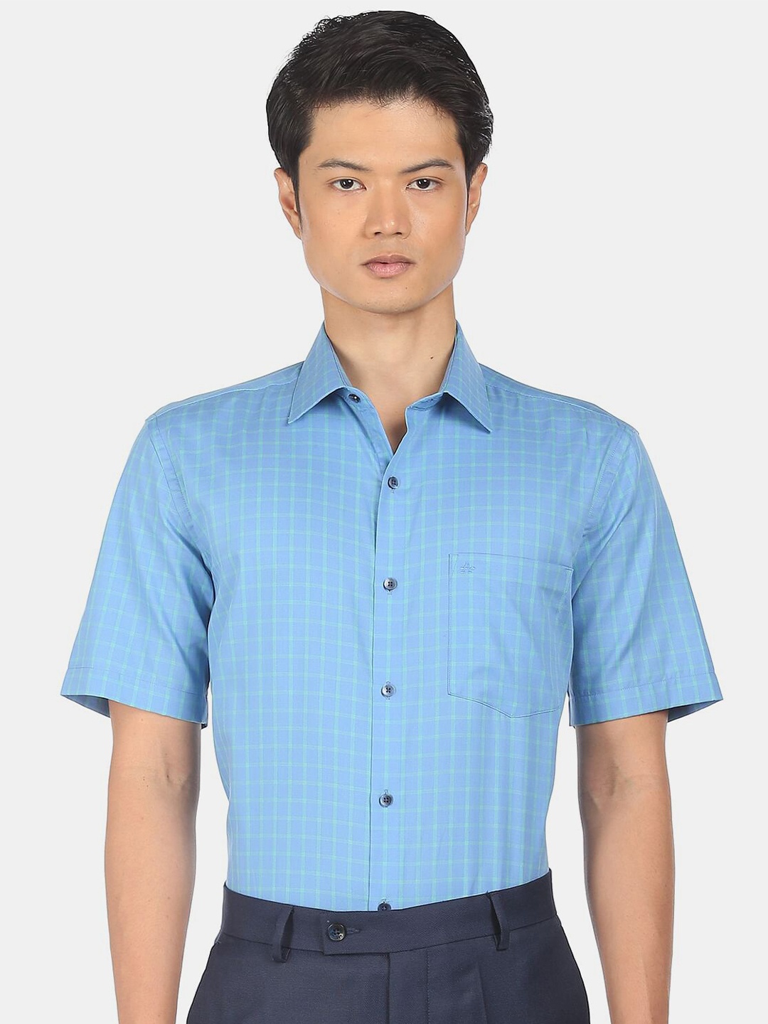 

Arrow Men Blue Checked Regular Fit Cotton Casual Shirt