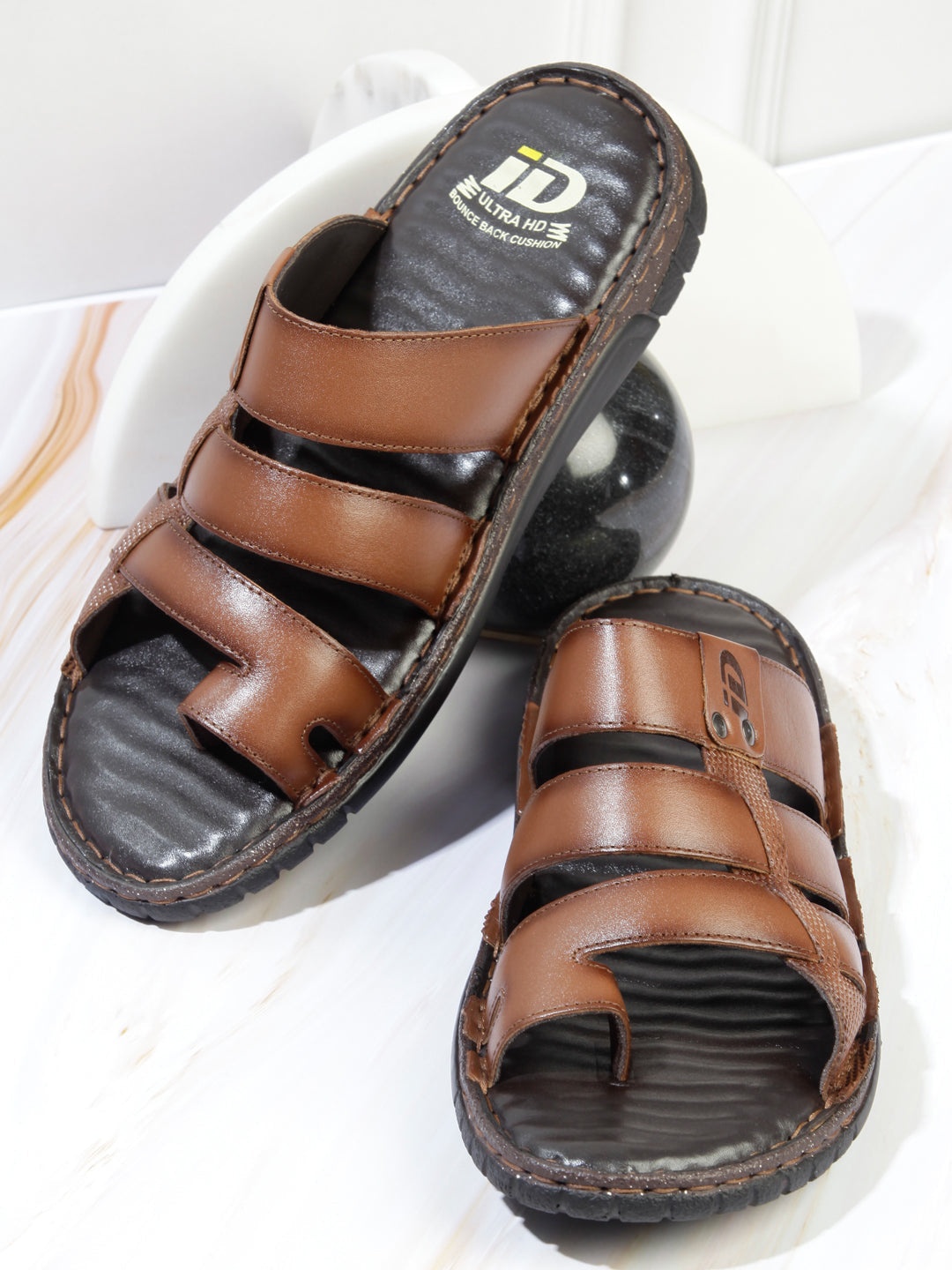 

ID Men Tan Leather Comfort Thong Sandals