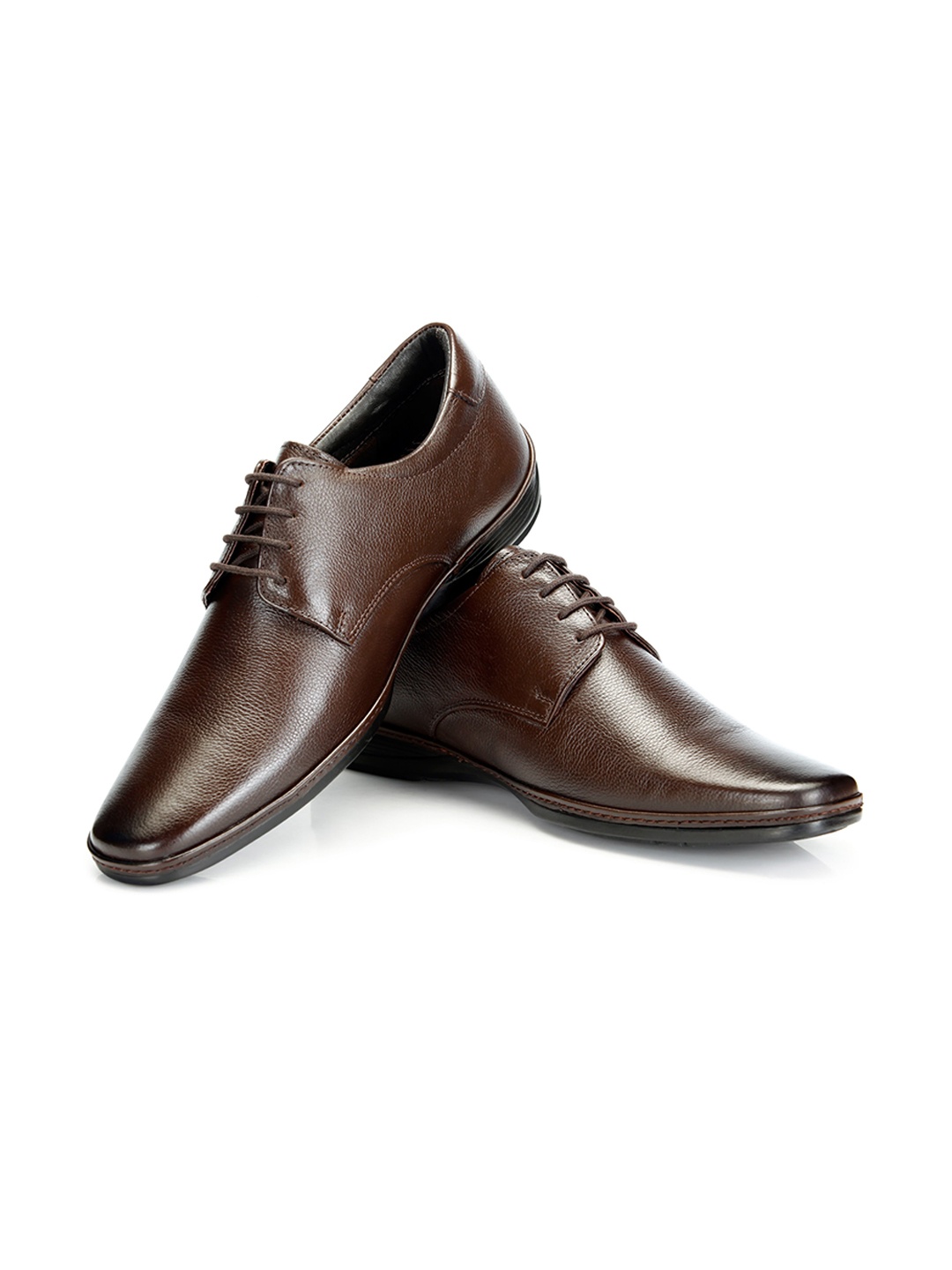 

ID Men Brown Solid Leather Lace-Up Formal Derbys