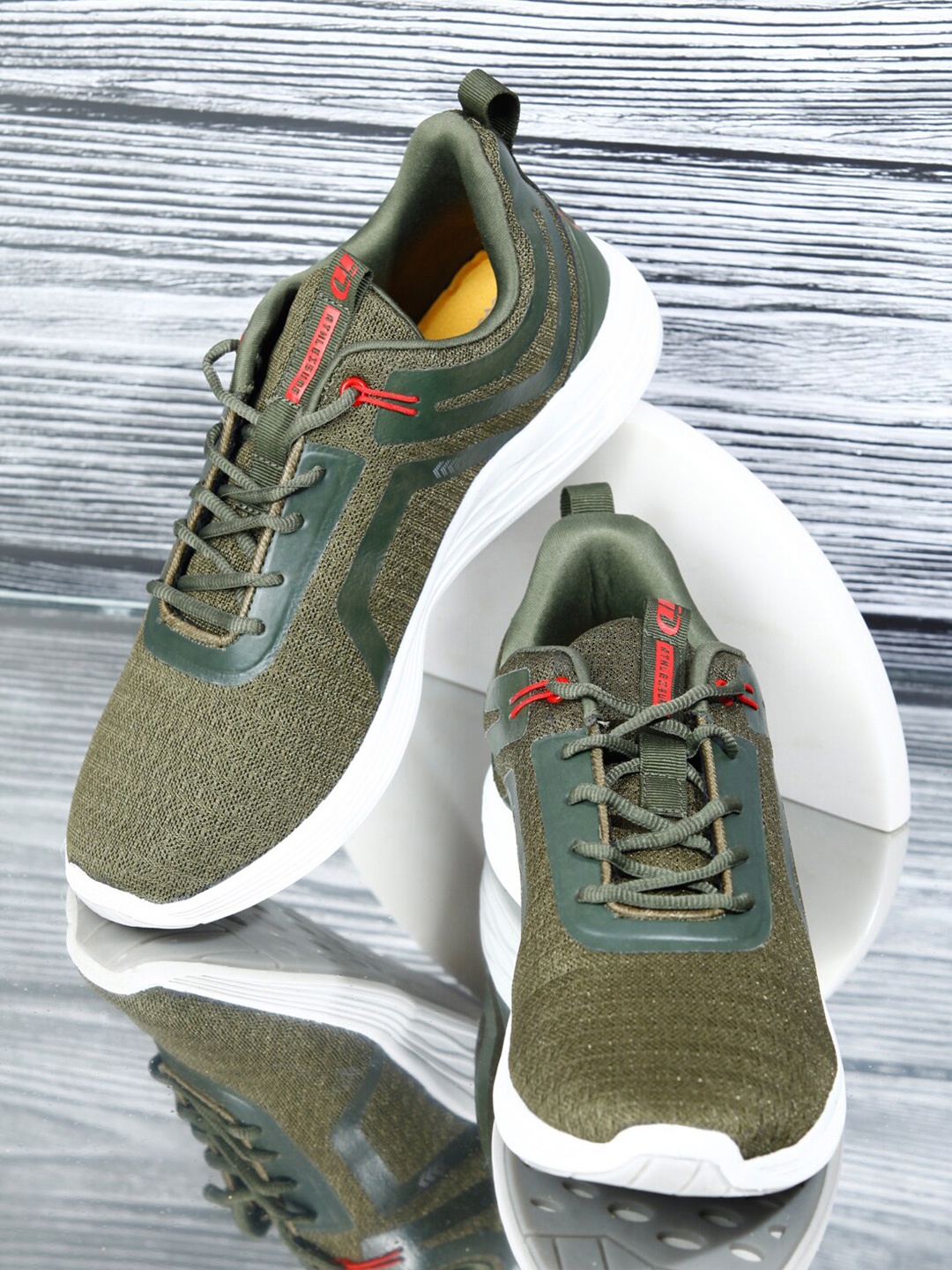 

ID Men Lightweight Mesh Running Lace-Up Shoes, Olive
