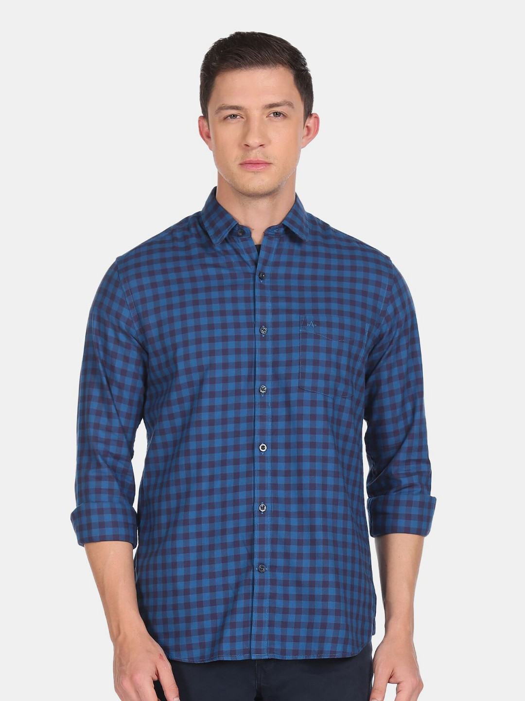 

Arrow Sport Men Blue Slim Fit Checked Pure Cotton Casual Shirt