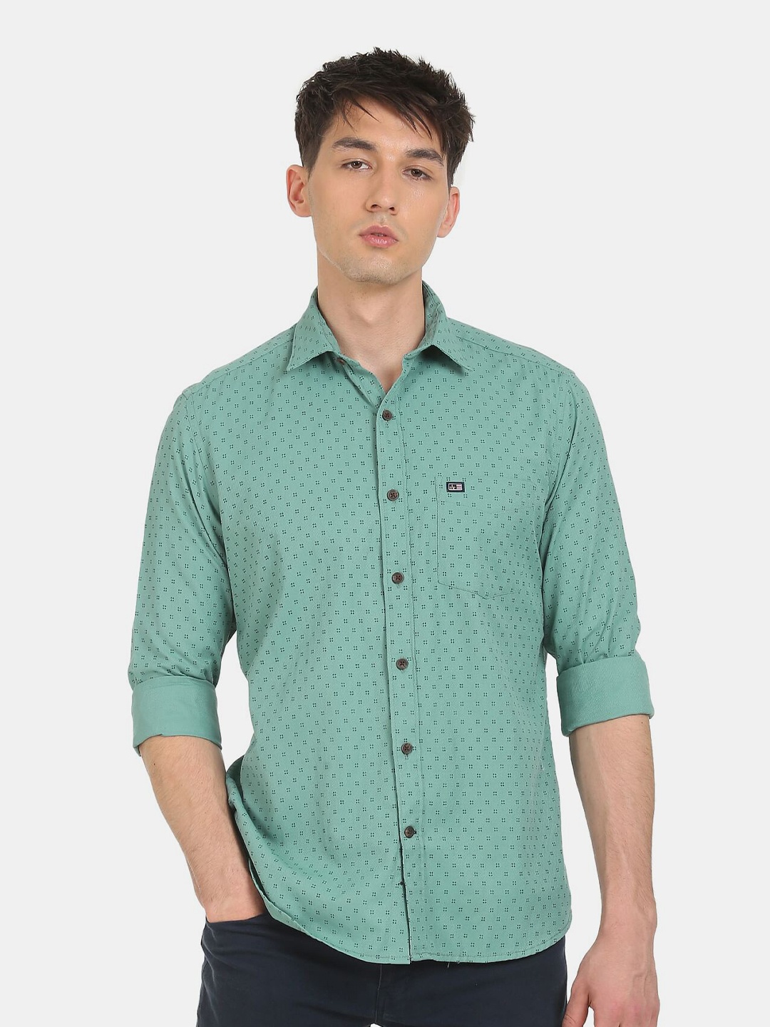 

Arrow Sport Men Green Slim Fit Printed Casual Shirt