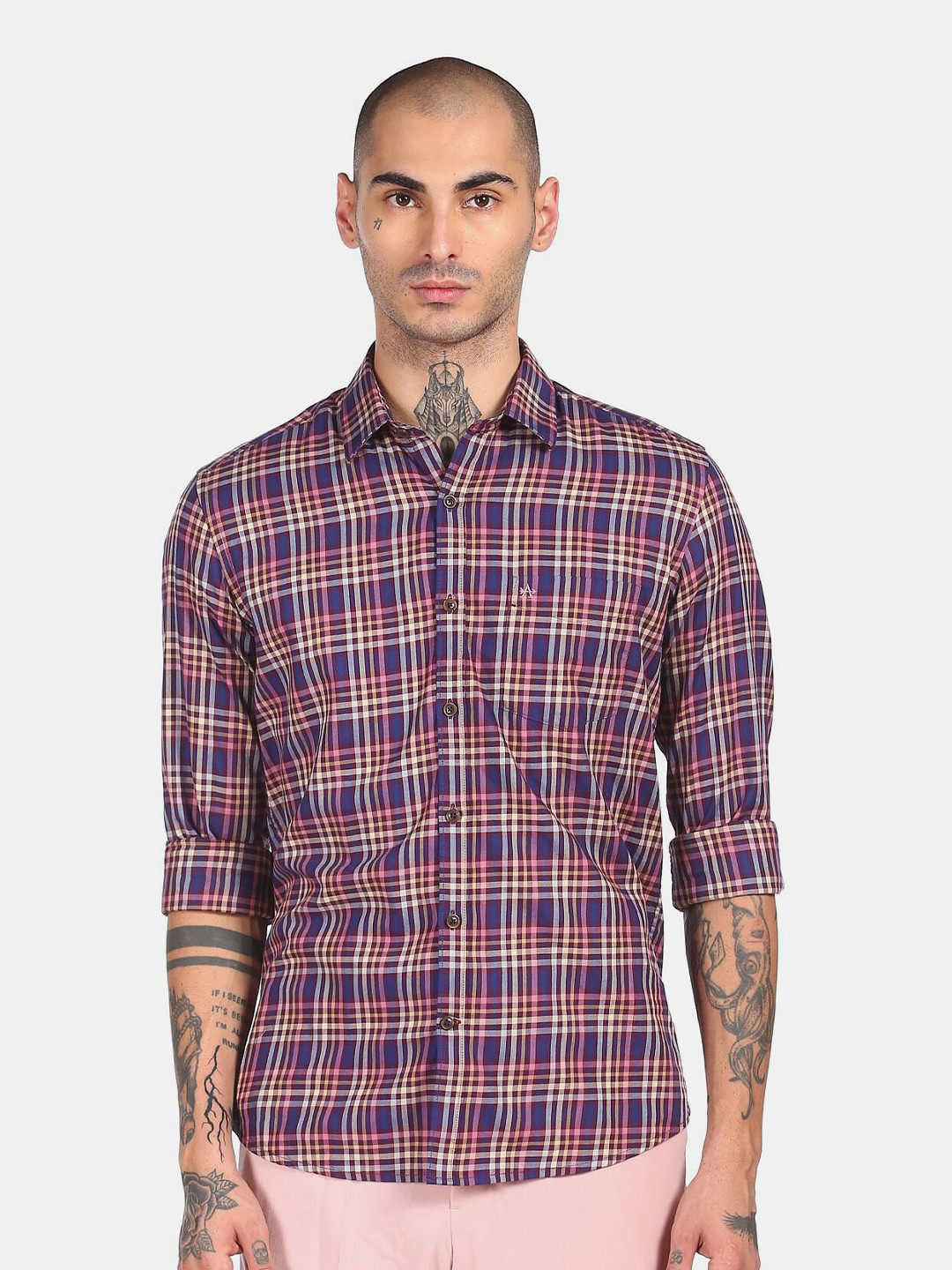 

Arrow Sport Men Purple Tartan Checks Checked Pure Cotton Casual Shirt
