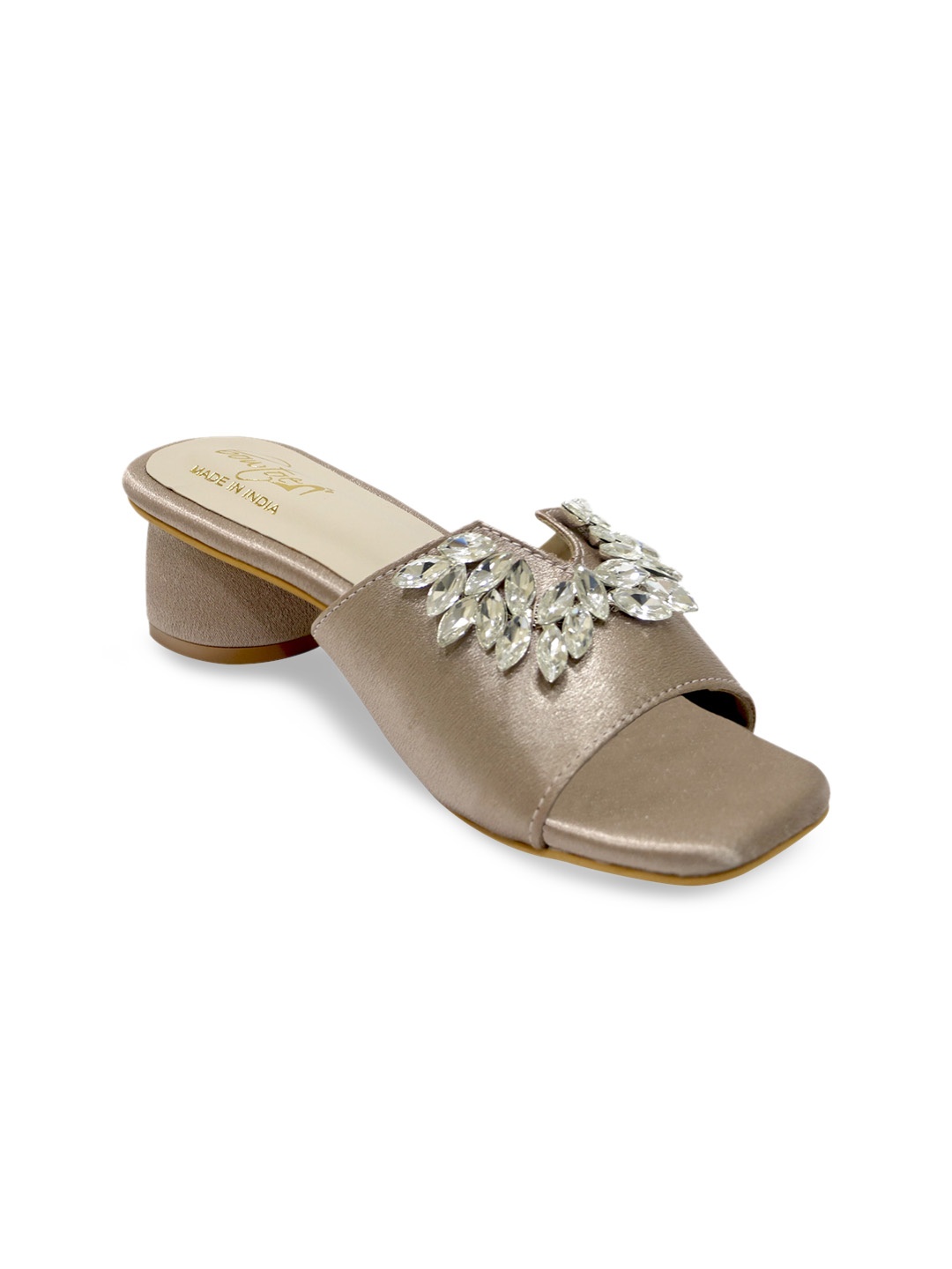 

Bowtoes Women Rose Gold Embellished Block Mules