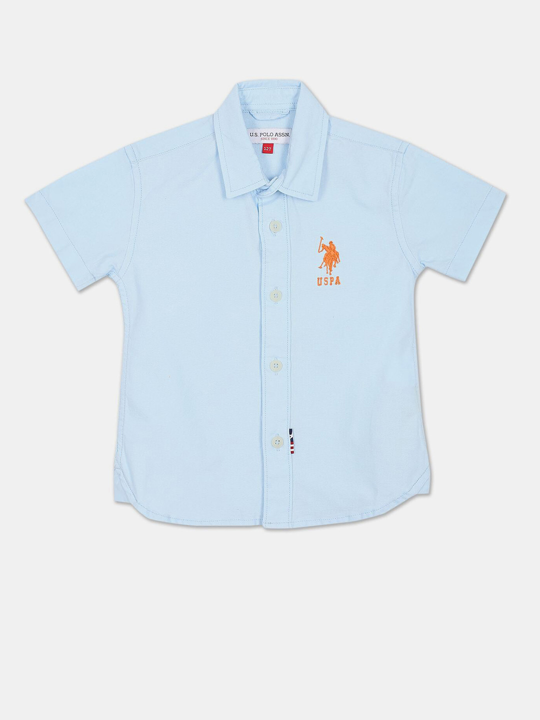 

U S Polo Assn Boys Blue Solid Pure Cotton Casual Shirt