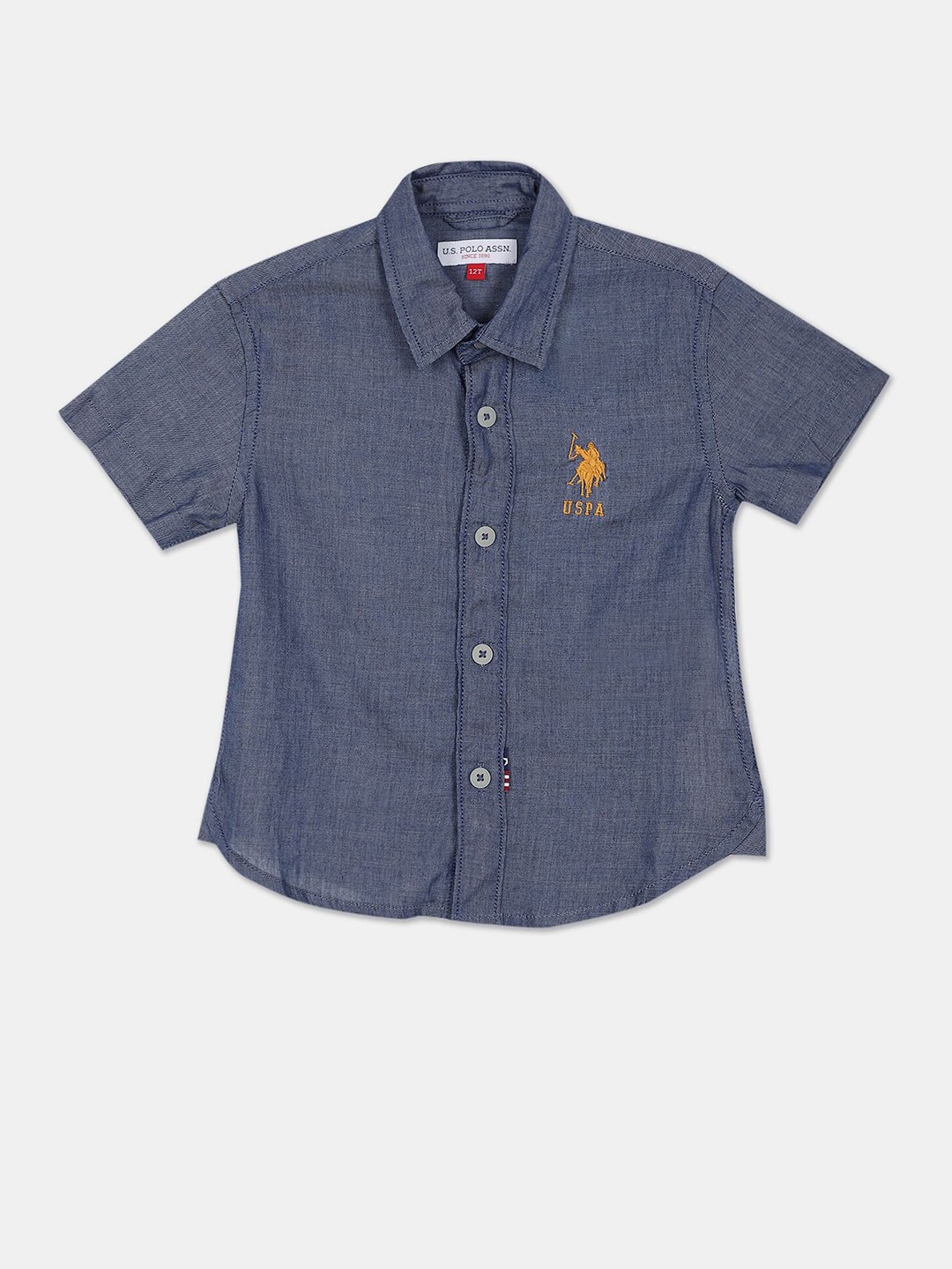 

U.S. Polo Assn. Boys Blue Solid Pure Cotton Casual Shirt