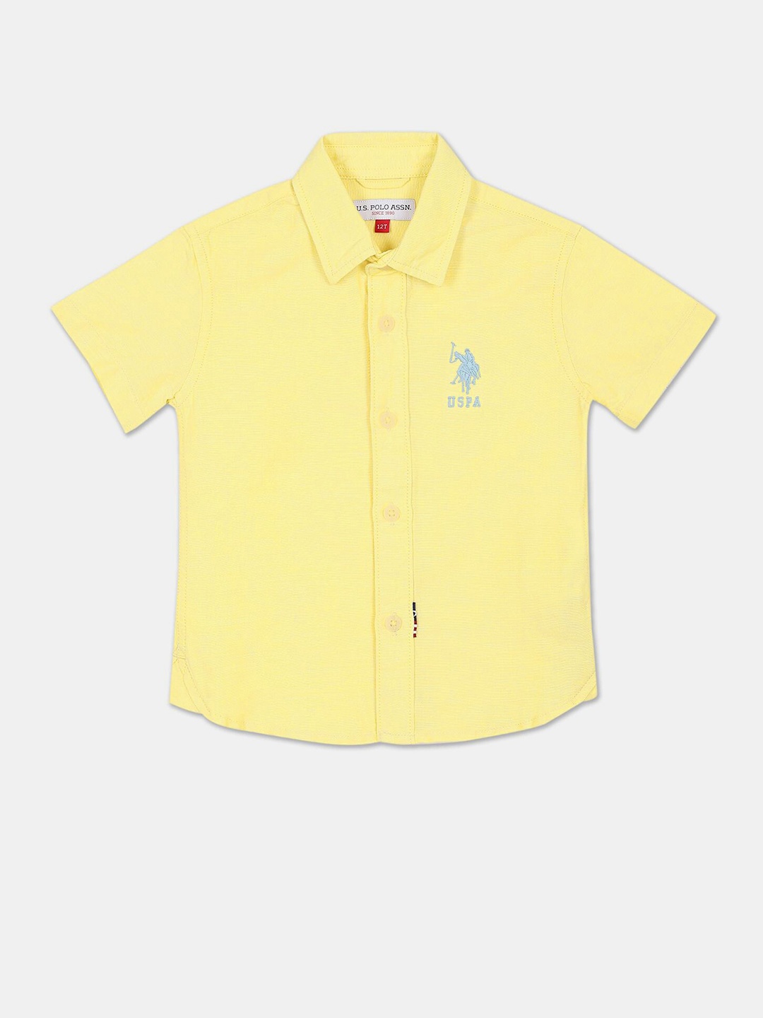 

U S Polo Assn Boys Yellow Spread Collar Solid Casual Shirt
