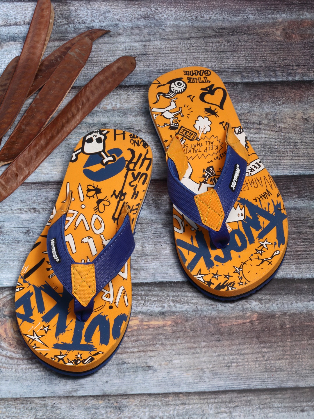 

Solethreads Kids Orange & Blue Printed Thong Flip-Flops