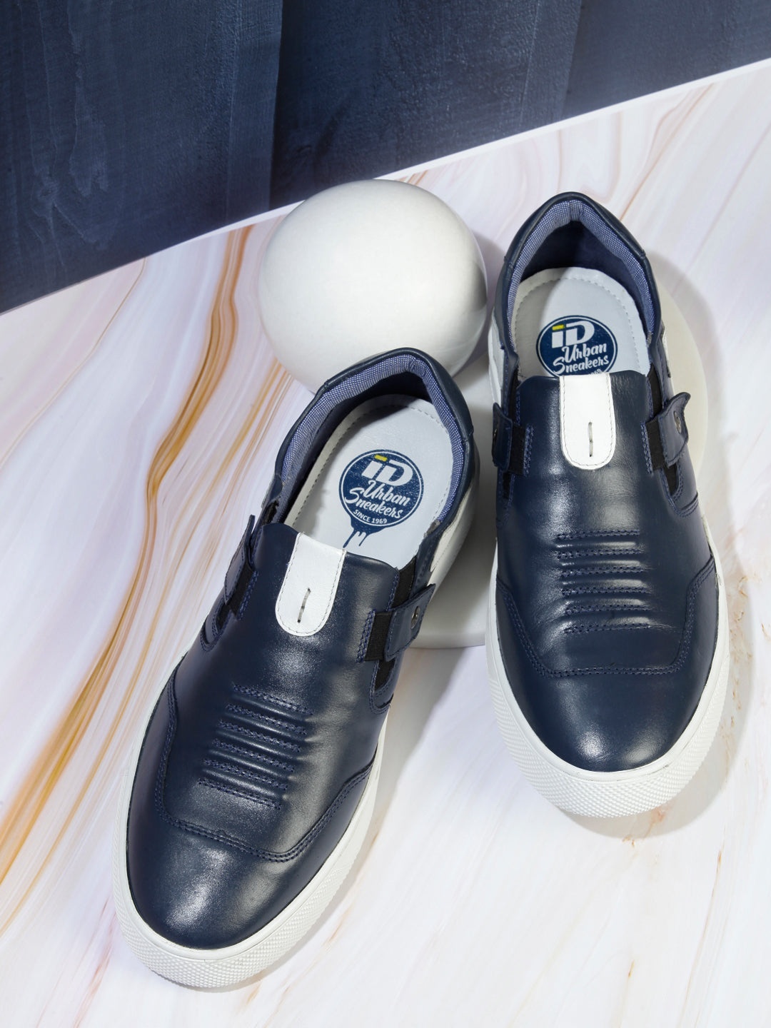 

ID Men Blue Leather Slip-On Sneakers