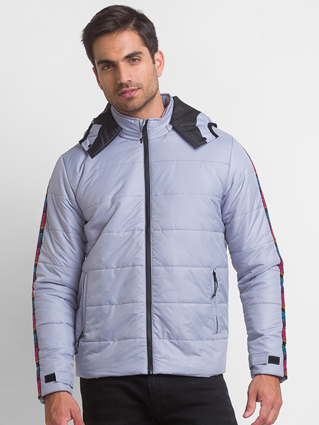 

Being Human Men Grey Washed Striped Parka Jacket