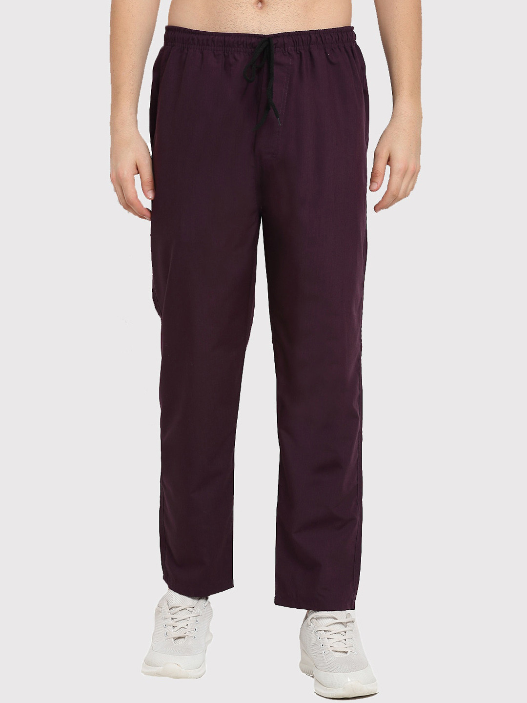 

JAINISH Men Burgundy Solid Cotton Track Pants