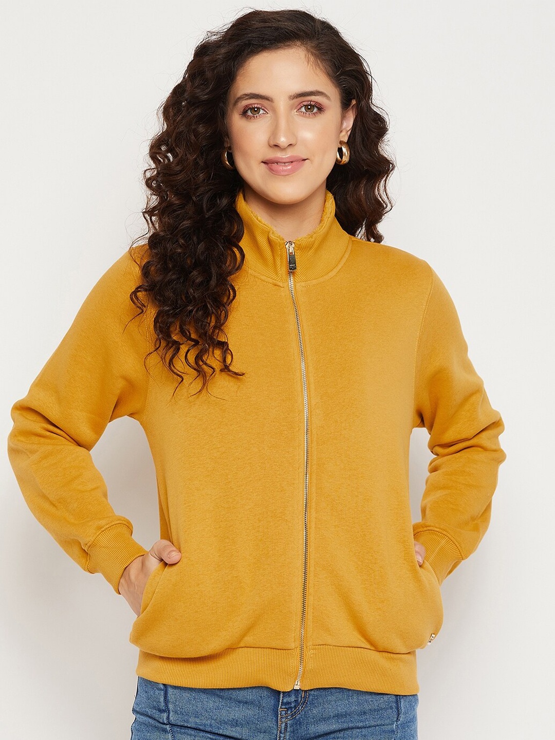 

Madame Women Mustard Solid Sweatshirt