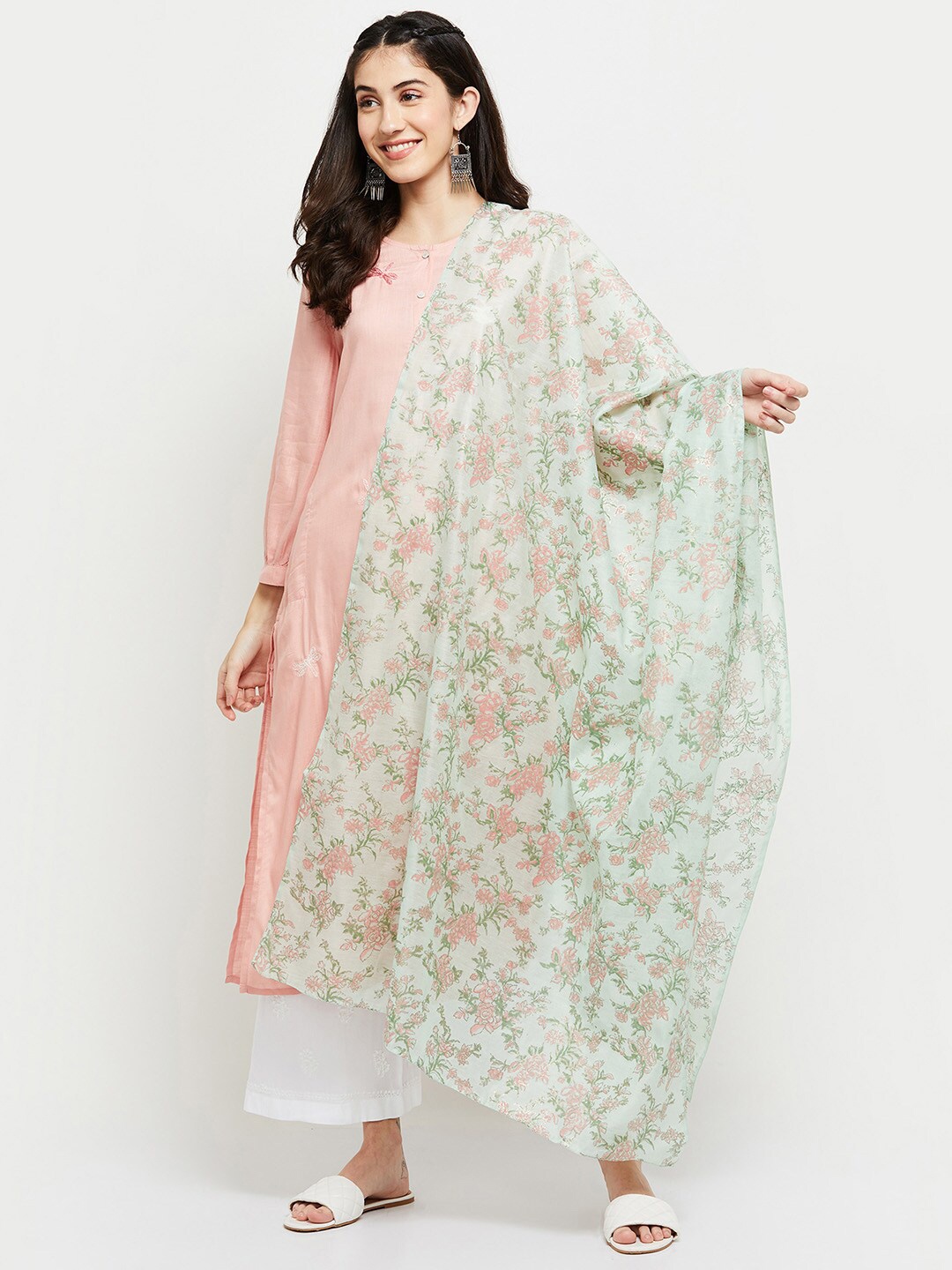 

max Green & Pink Printed Dupatta