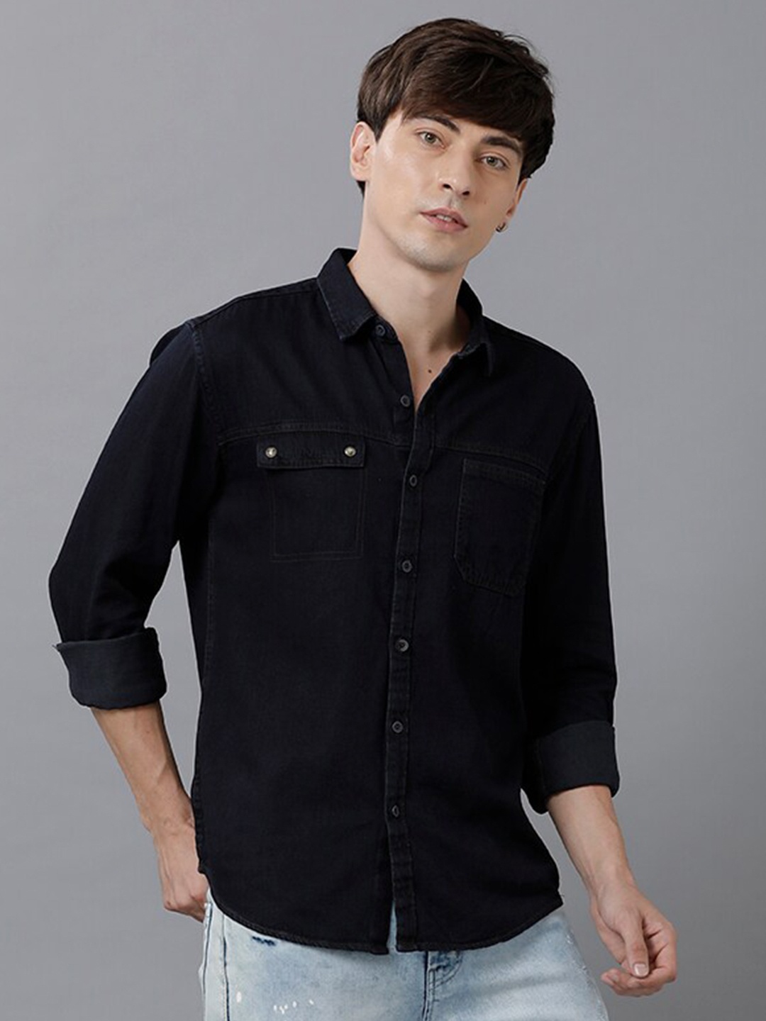 

YOVISH Men cotton Black Smart Slim Fit Casual Shirt