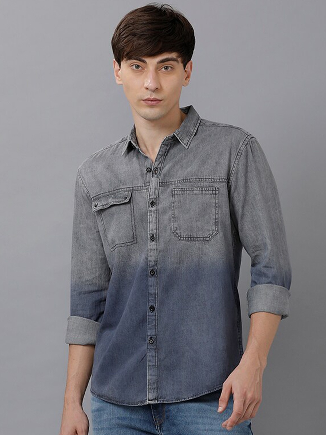

YOVISH Men Cotton Grey Smart Slim Fit Casual Shirt