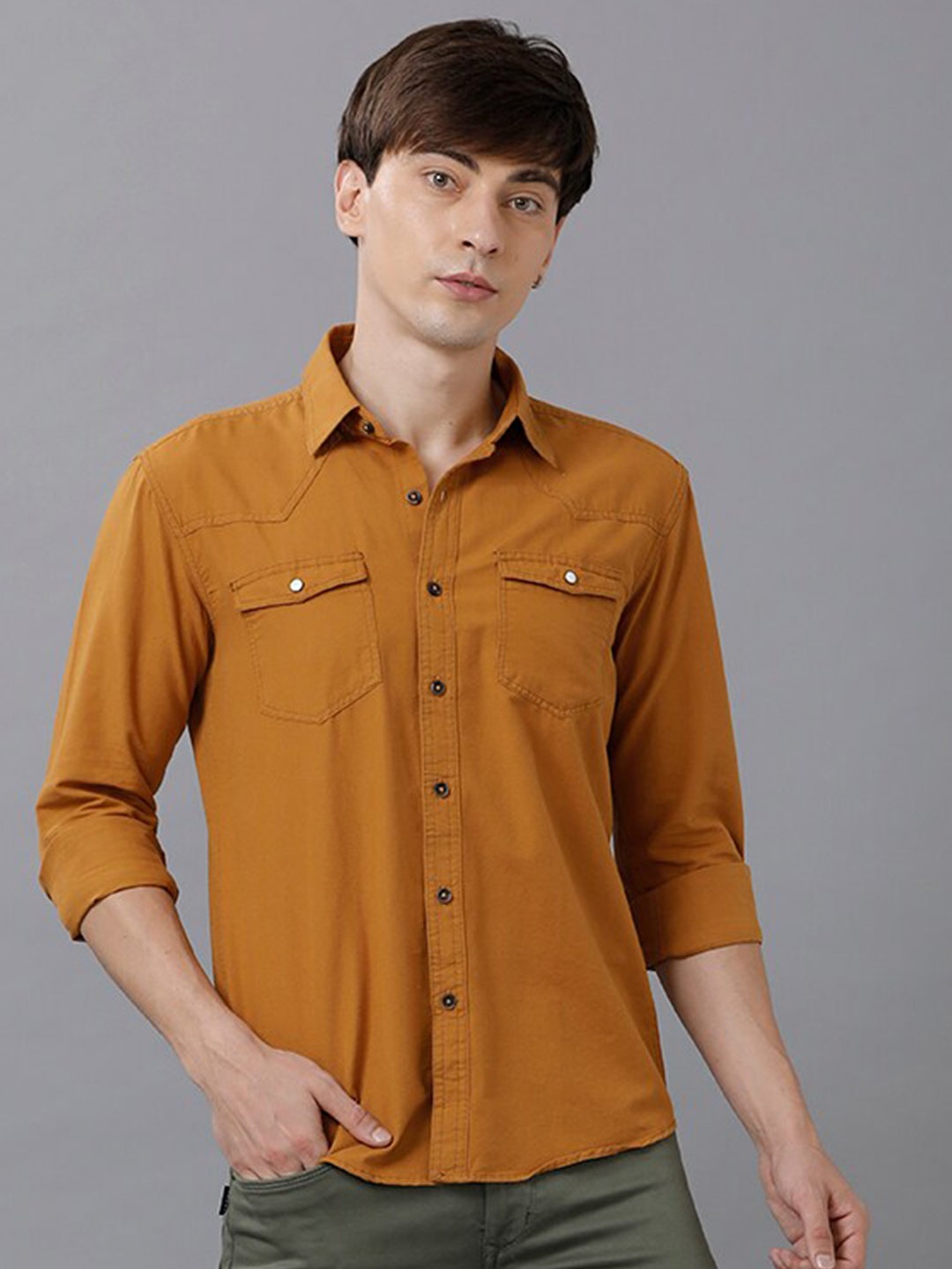 

YOVISH Men Brown Smart Slim Fit Casual Shirt
