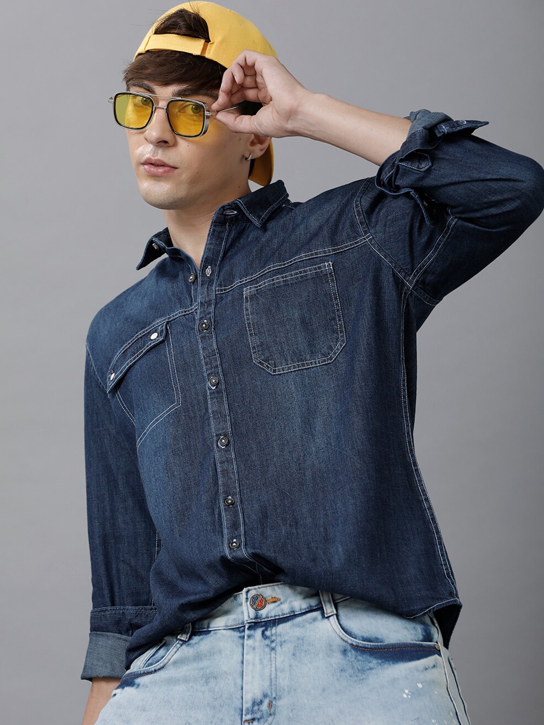

YOVISH Men Blue Smart Slim Fit Casual Cotton Shirt