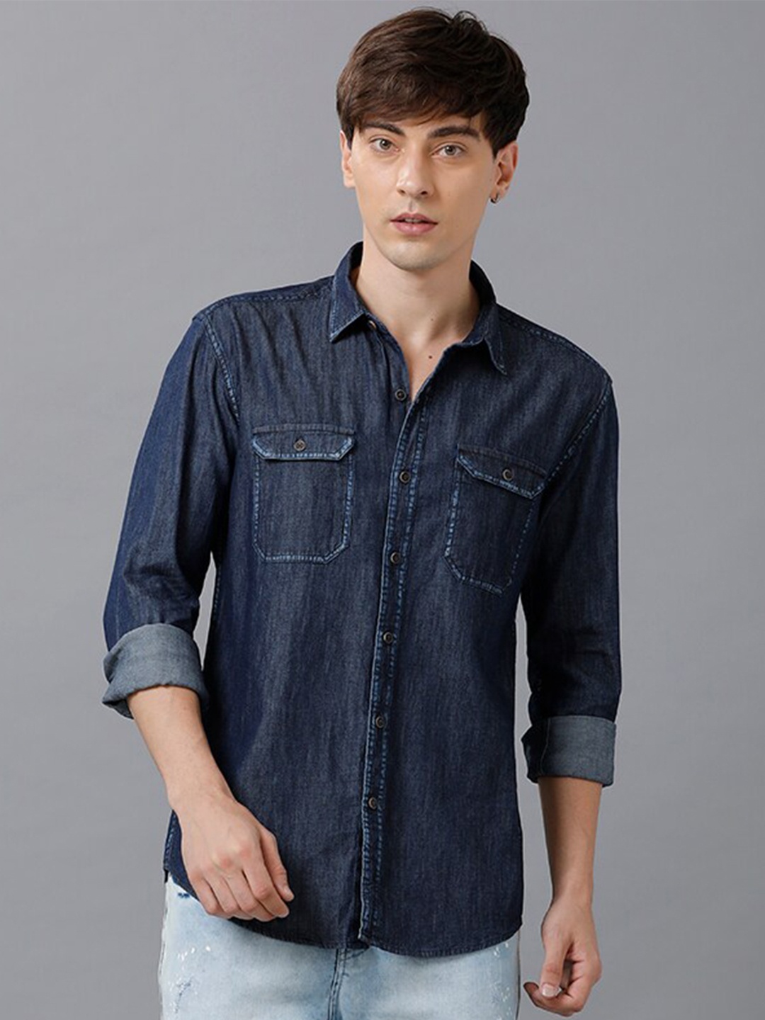 

YOVISH Men Blue Smart Slim Fit Denim Casual Shirt