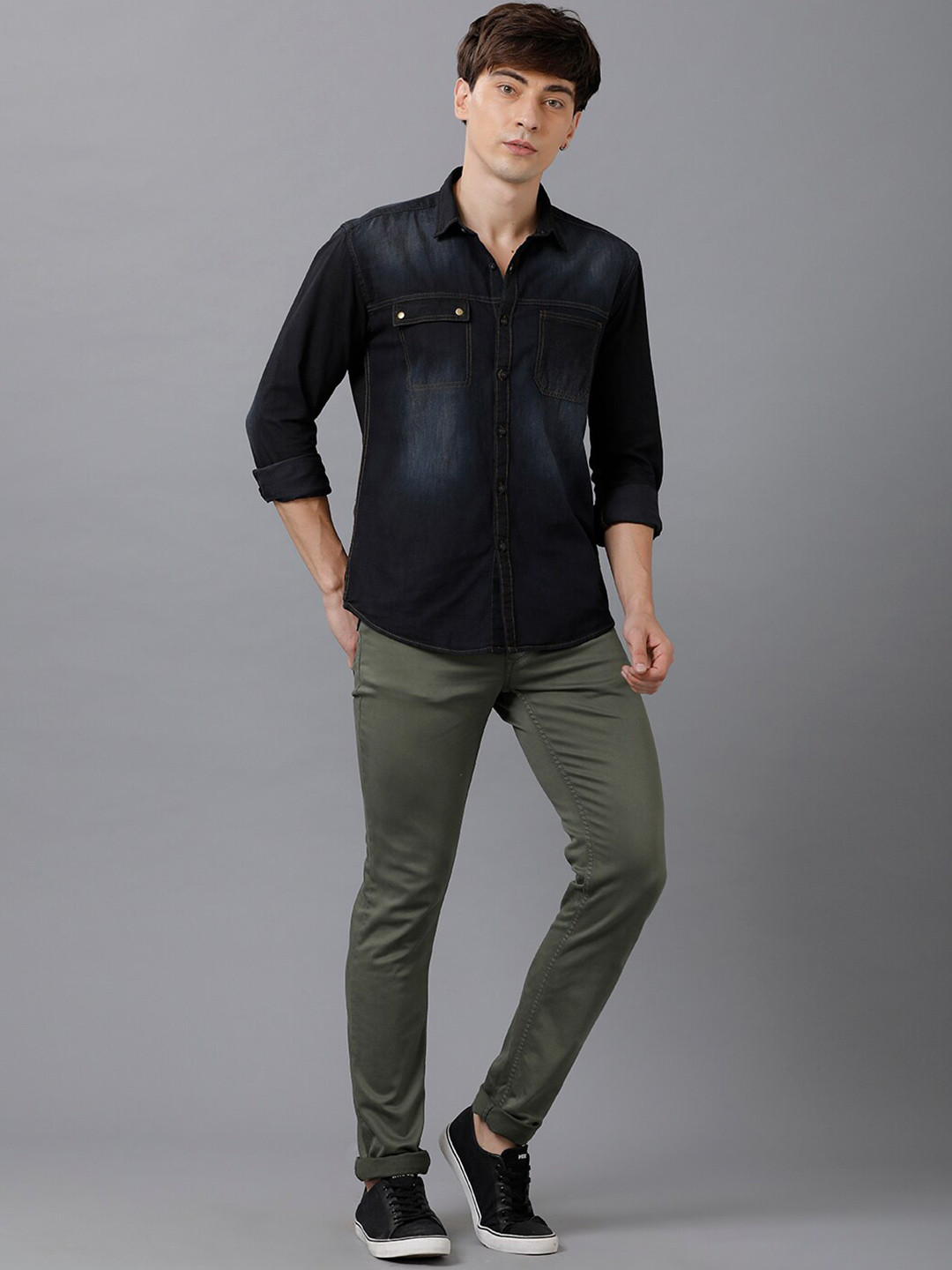 

YOVISH Men Blue Smart Slim Fit Denim Casual Cotton Shirt