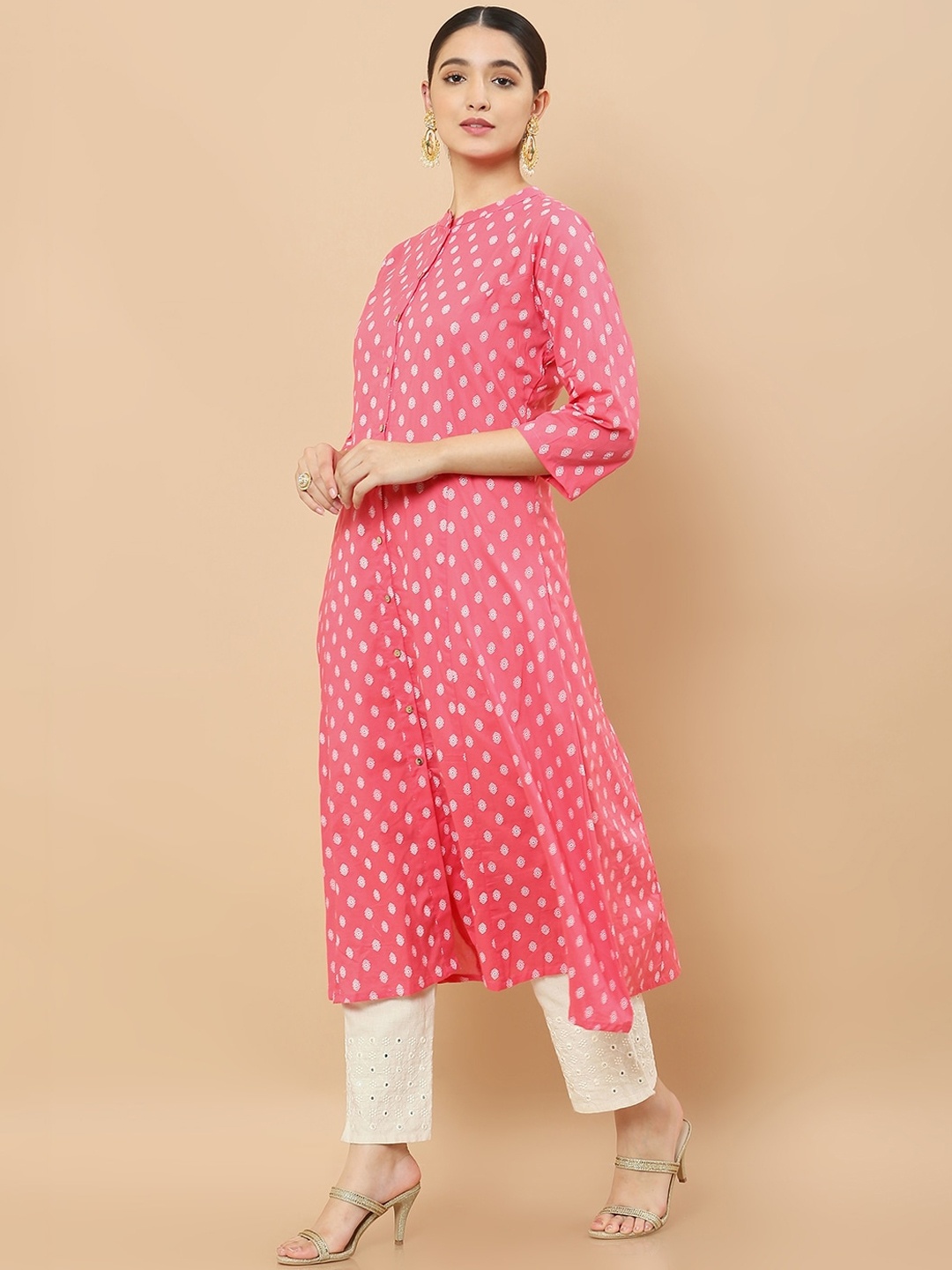 

Soch Women Fuchsia Ethnic Motifs Printed Kurta