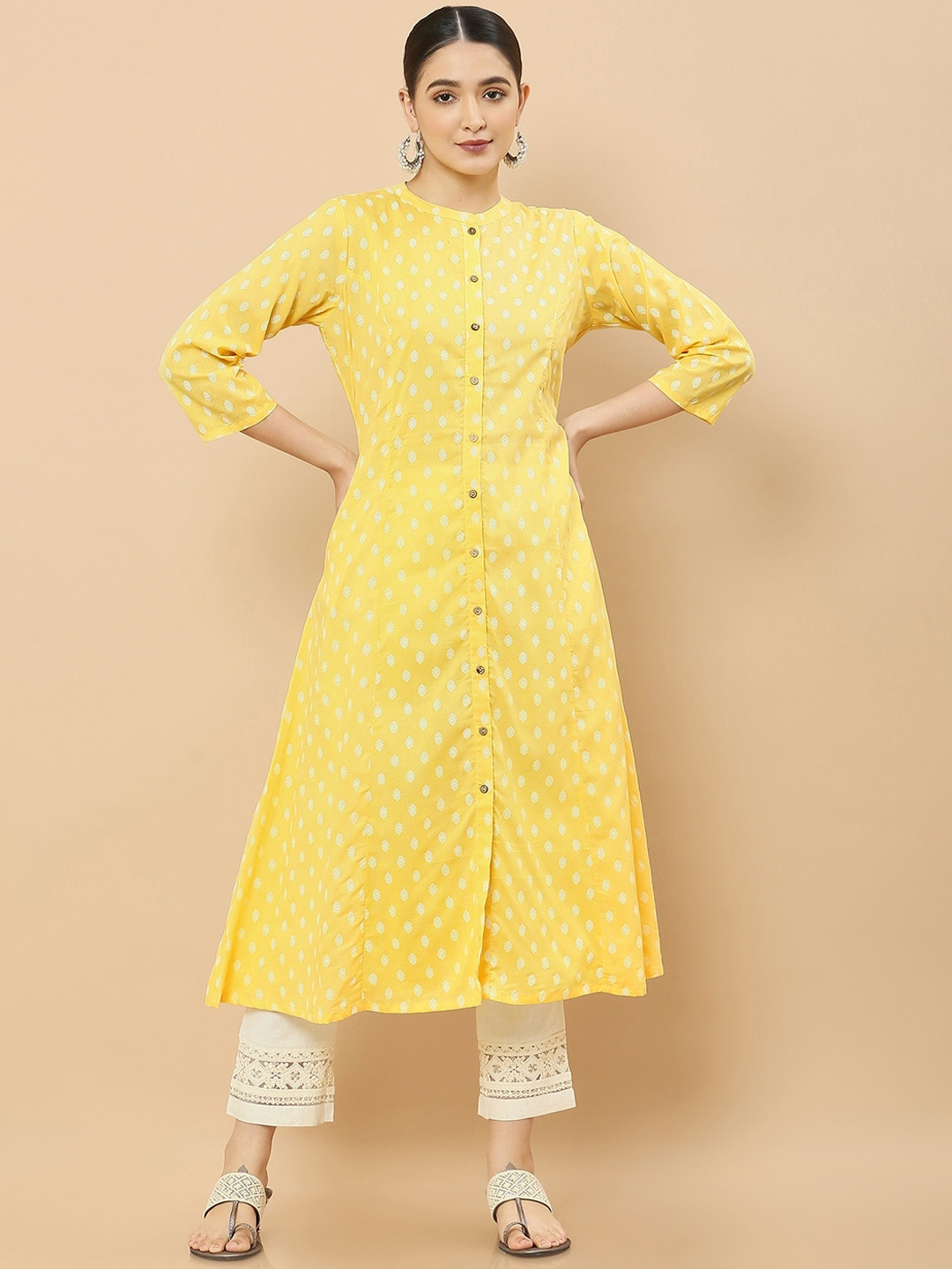 

Soch Women Yellow Ethnic Motifs Printed Kurta