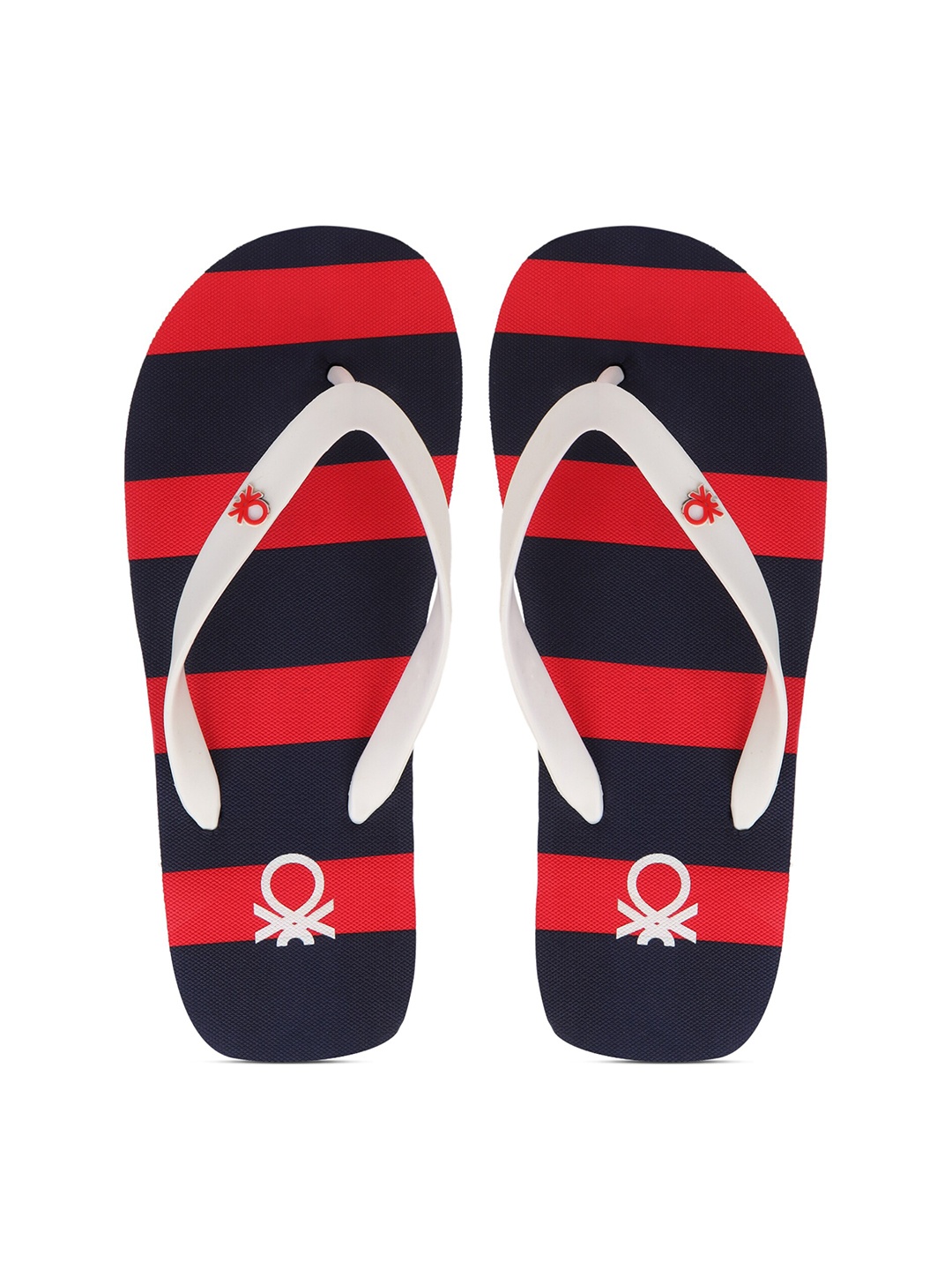 

United Colors of Benetton Men White & Red Printed Rubber Thong Flip-Flops