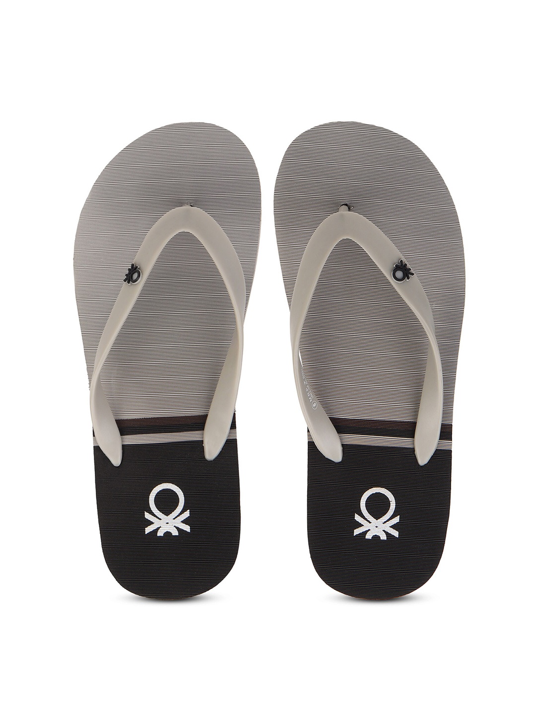 

United Colors of Benetton Men Grey & Black Printed Rubber Thong Flip-Flops