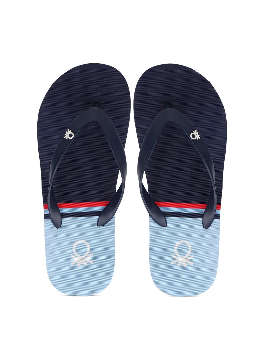 

United Colors of Benetton Men Navy Blue & White Printed Rubber Thong Flip-Flops