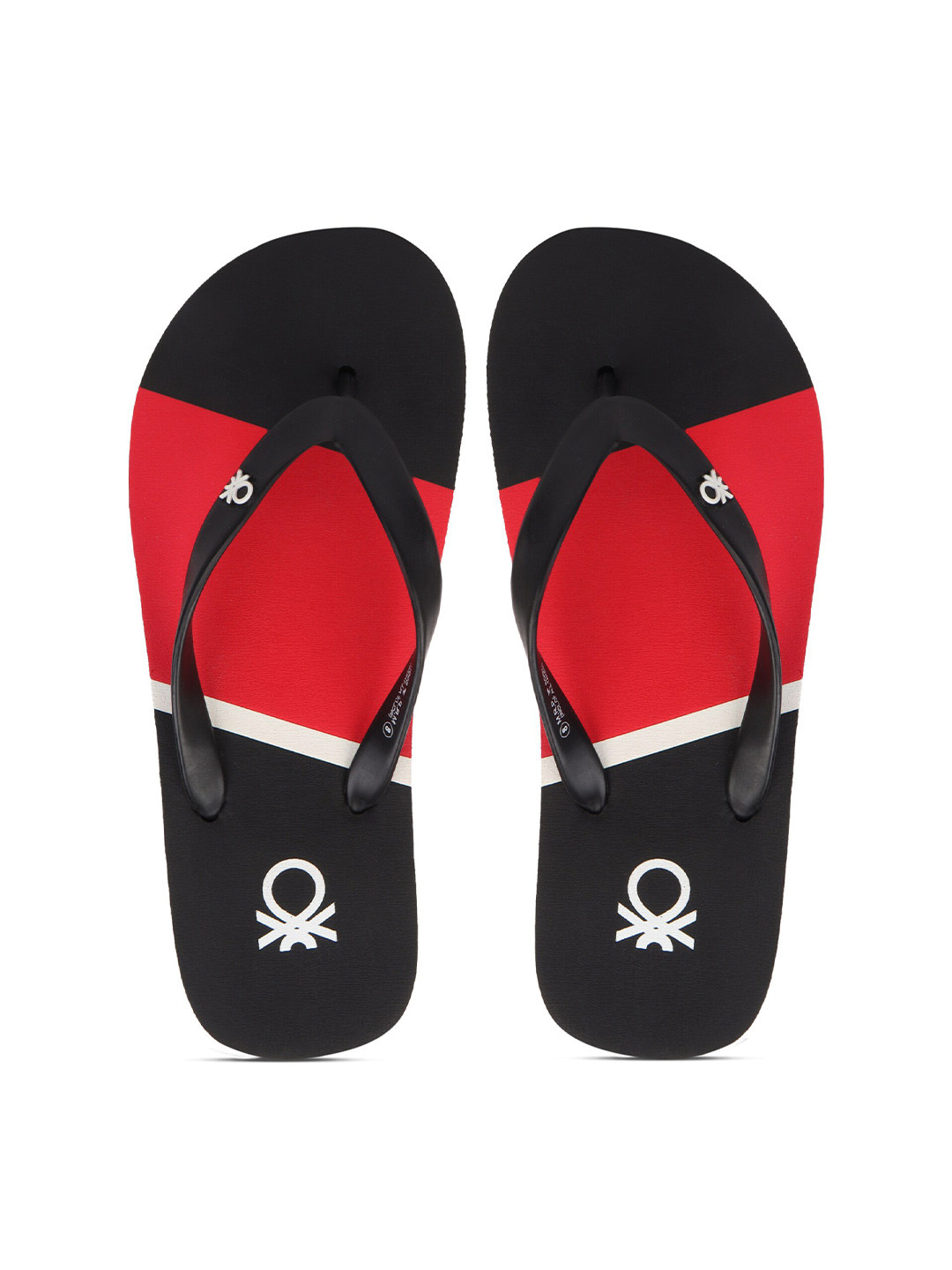 

United Colors of Benetton Men Black & Red Printed Rubber Thong Flip-Flops