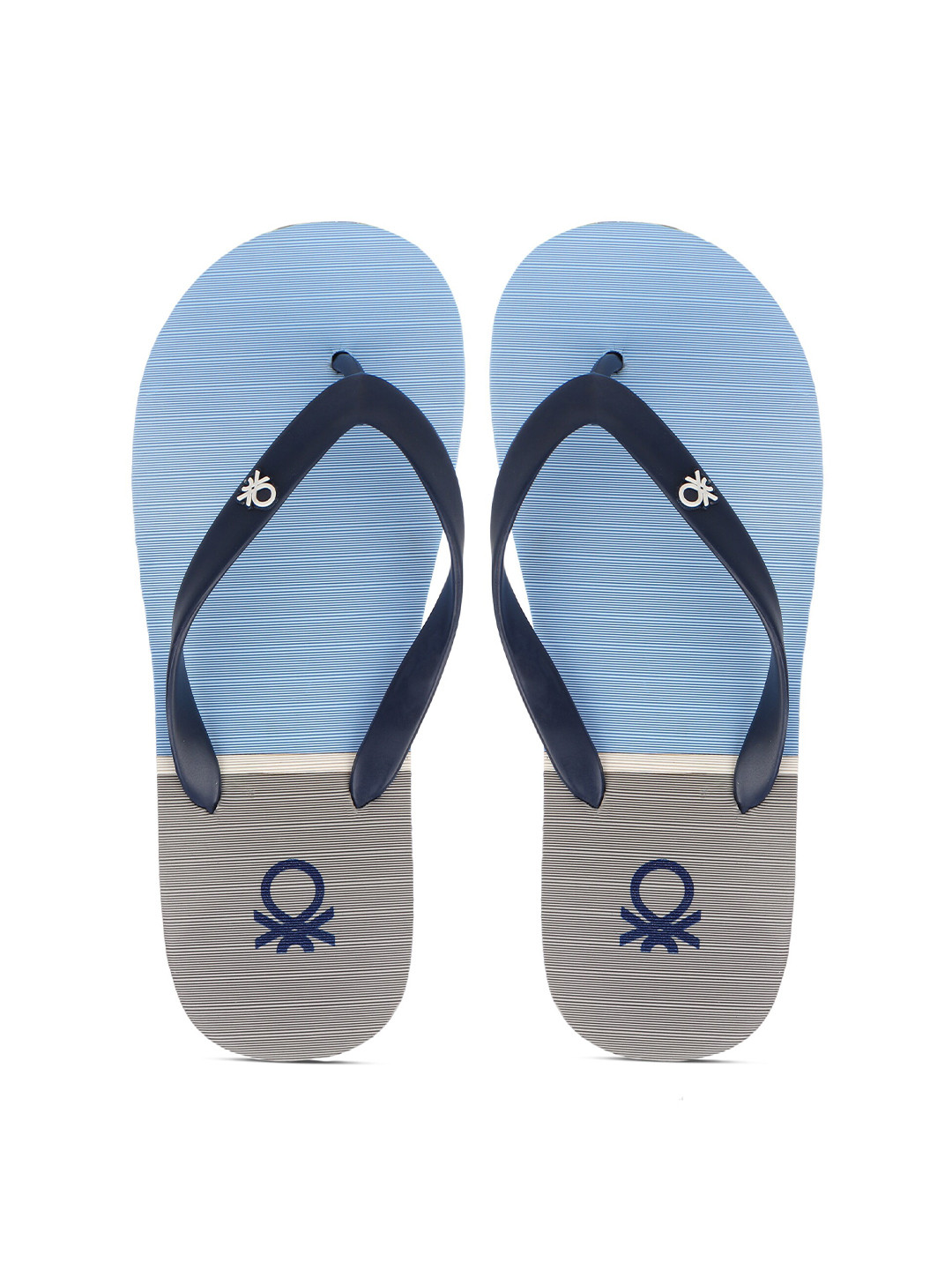 

United Colors of Benetton Men Navy Blue & Grey Printed Rubber Thong Flip-Flops