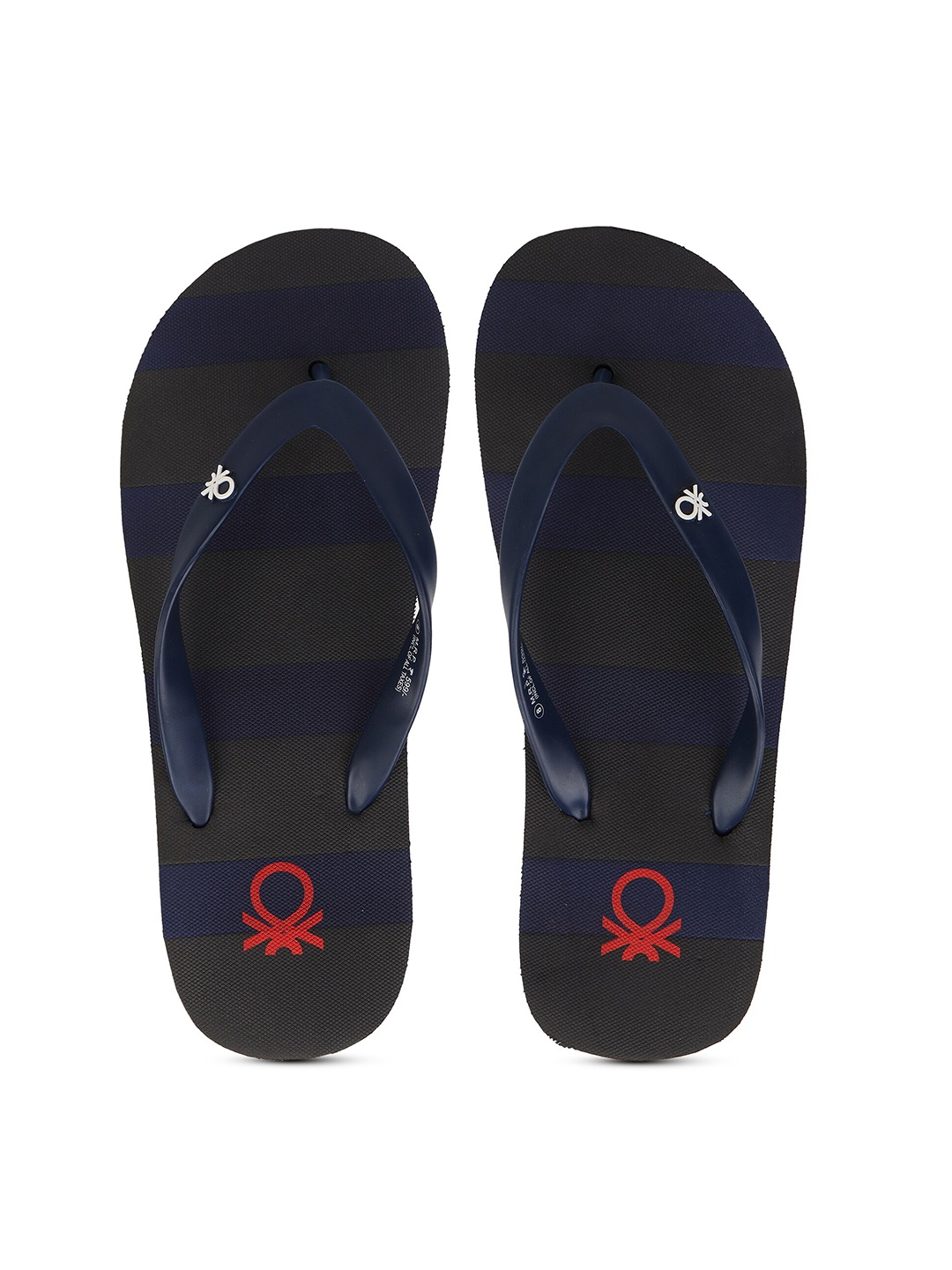 

United Colors of Benetton Men Navy Blue & White Printed Rubber Thong Flip-Flops