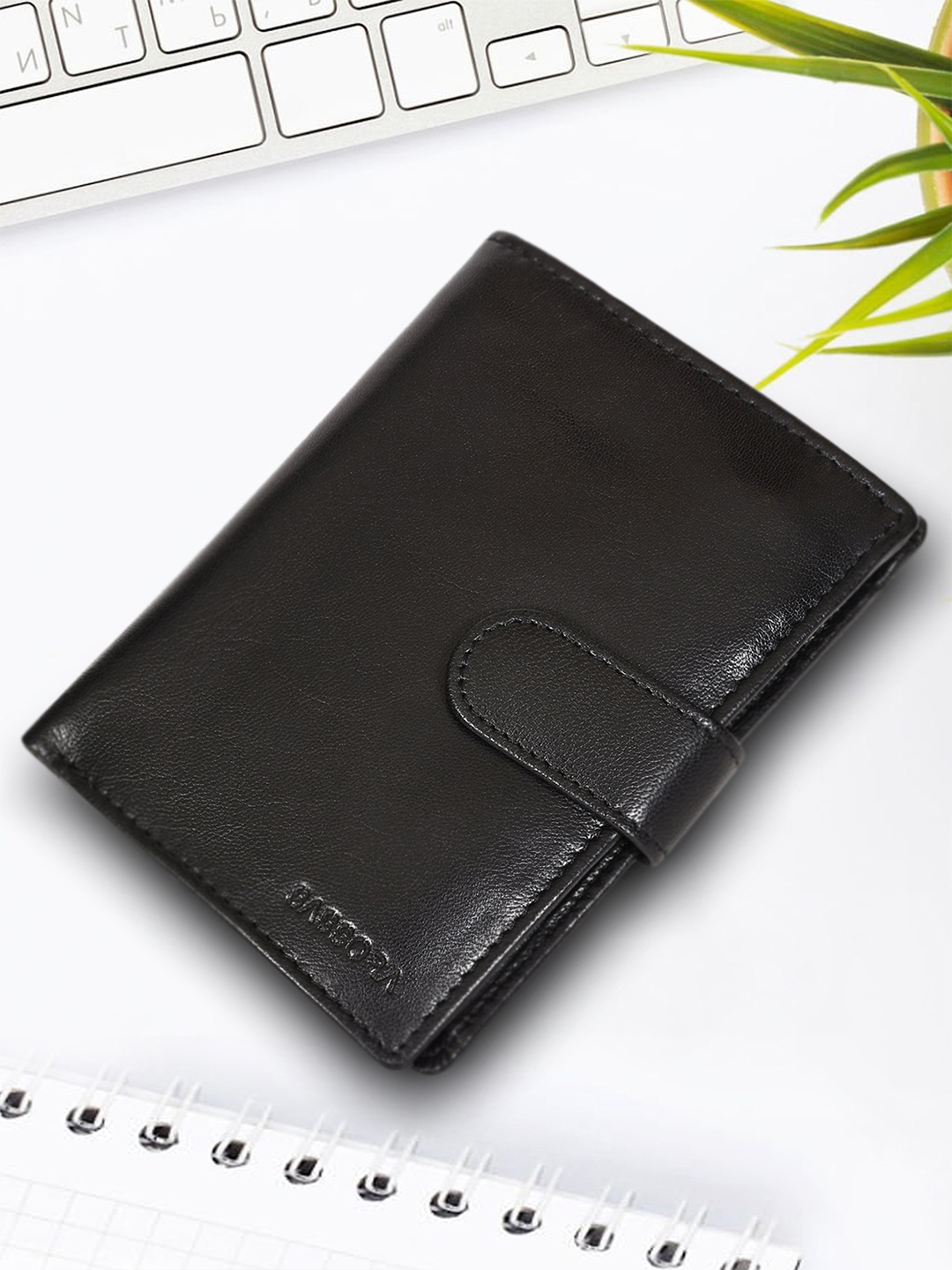 

Sassora Men Black Buckle Detail Leather Two Fold Wallet