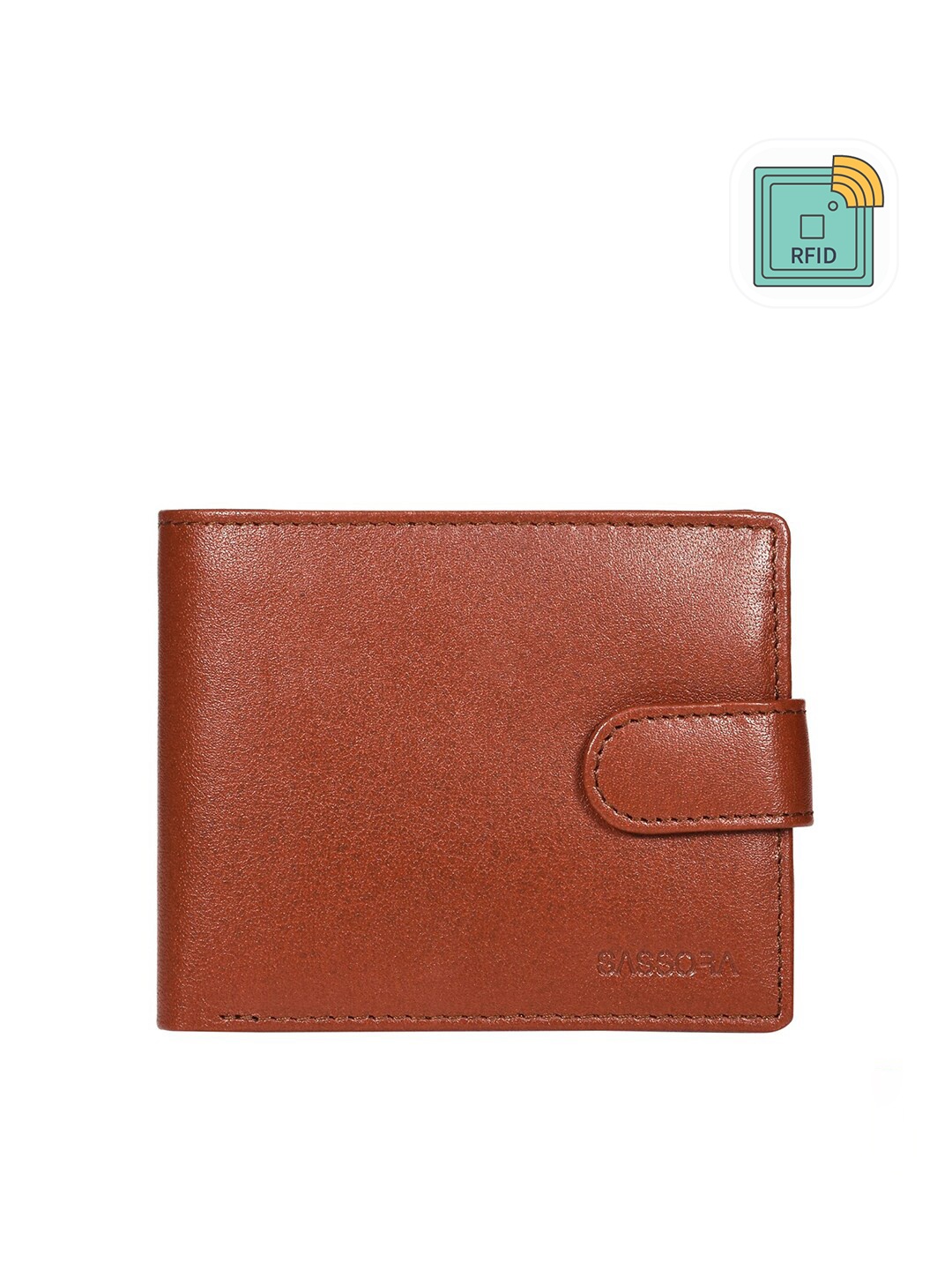 

Sassora Men Brown Buckle Detail Leather Two Fold Wallet