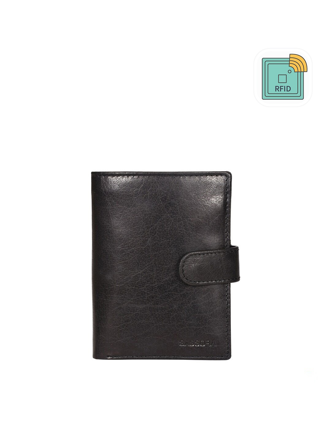 

Sassora Men Black Zip Detail Leather Two Fold Wallet