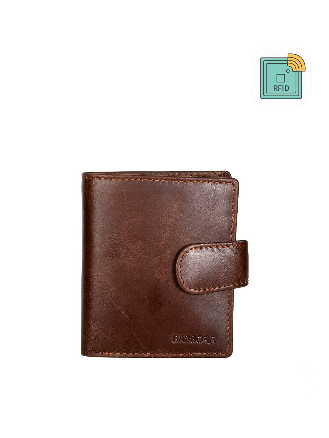 

Sassora Men Brown Leather Two Fold Wallet