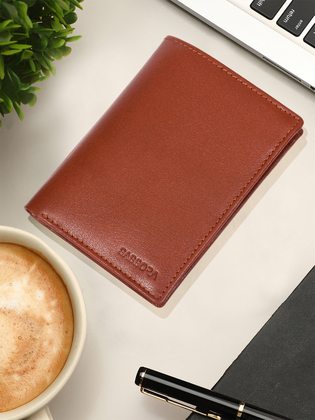 

Sassora Men Brown RFID Leather Two Fold Wallet