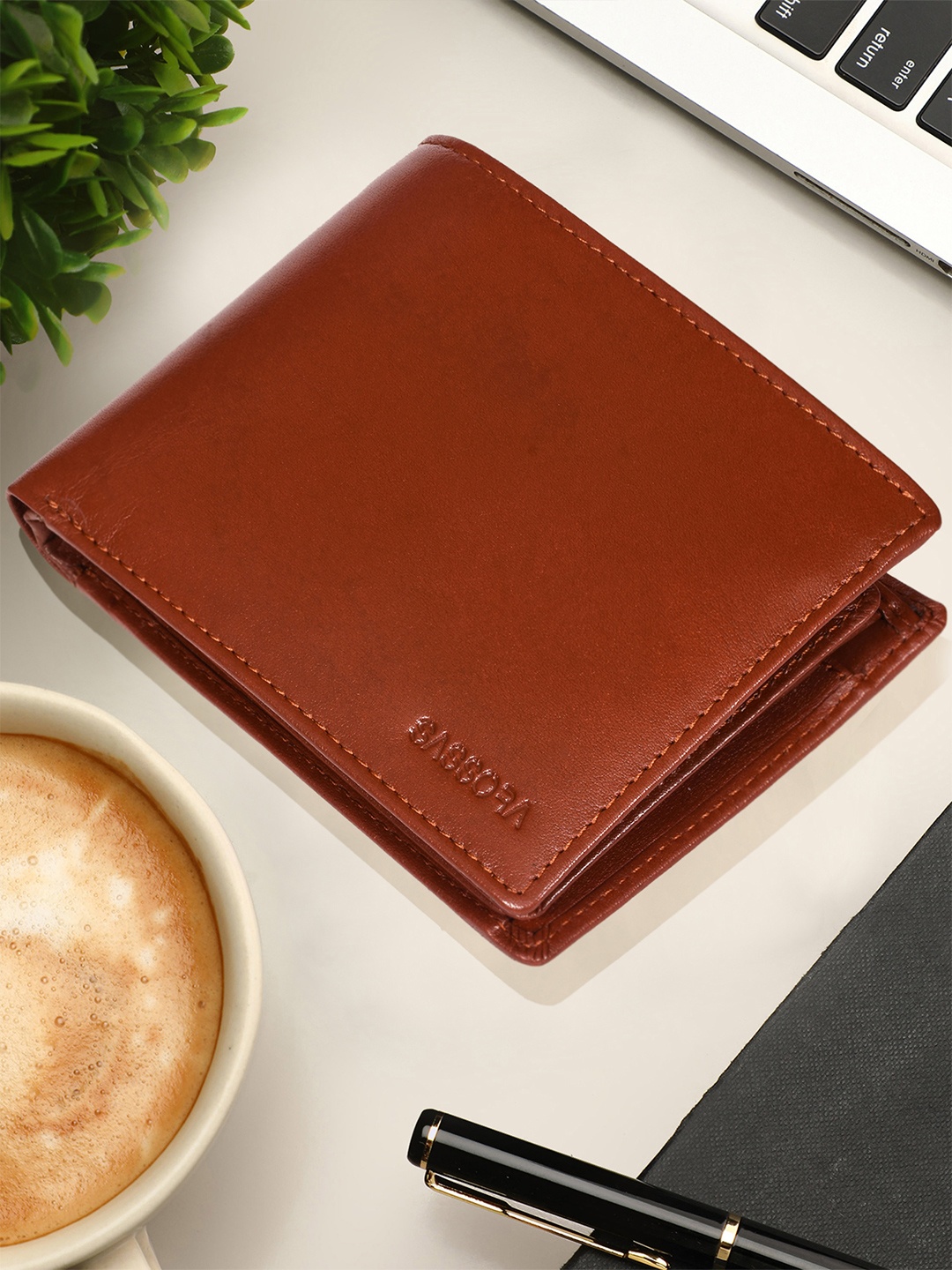 

Sassora Men Leather Two Fold Wallet, Brown