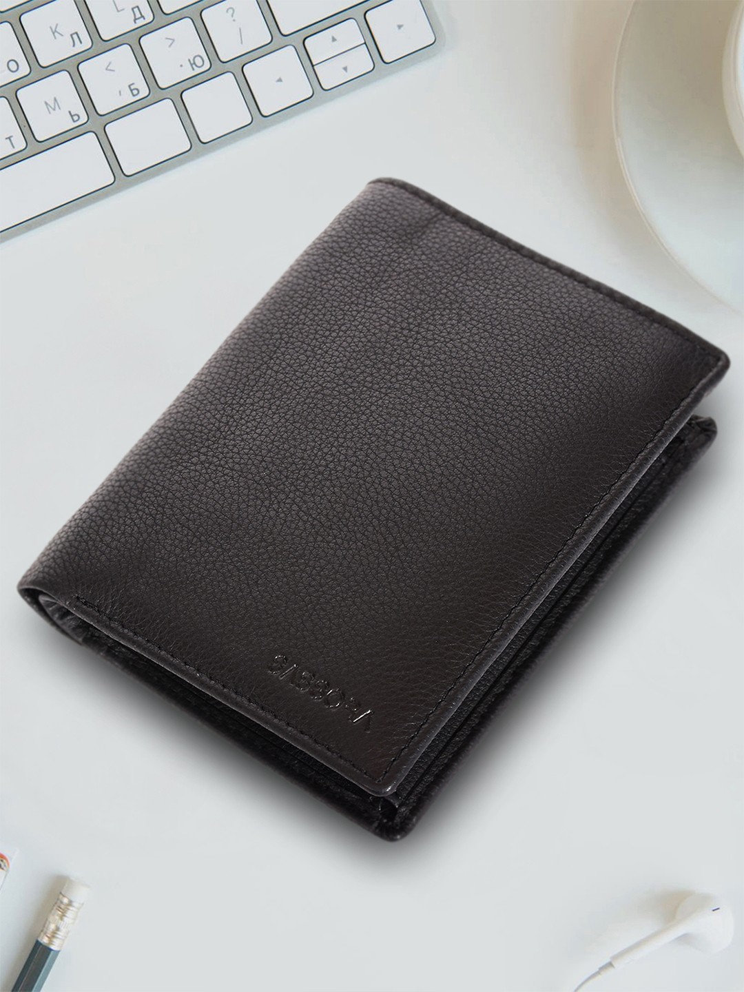 

Sassora Men Black RFID Leather Two Fold Wallet