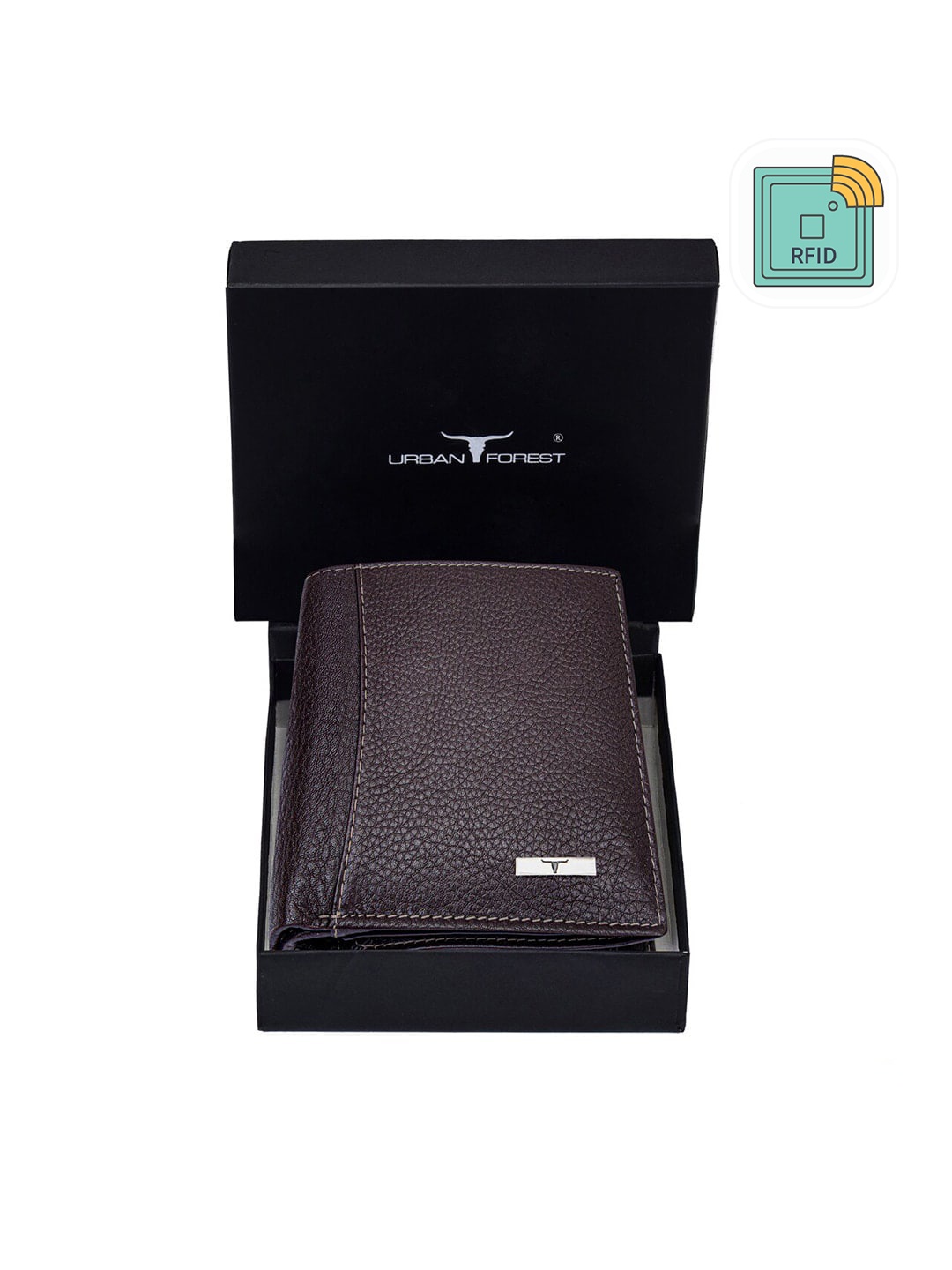 

URBAN FOREST Men Brown Leather Two Fold Wallet