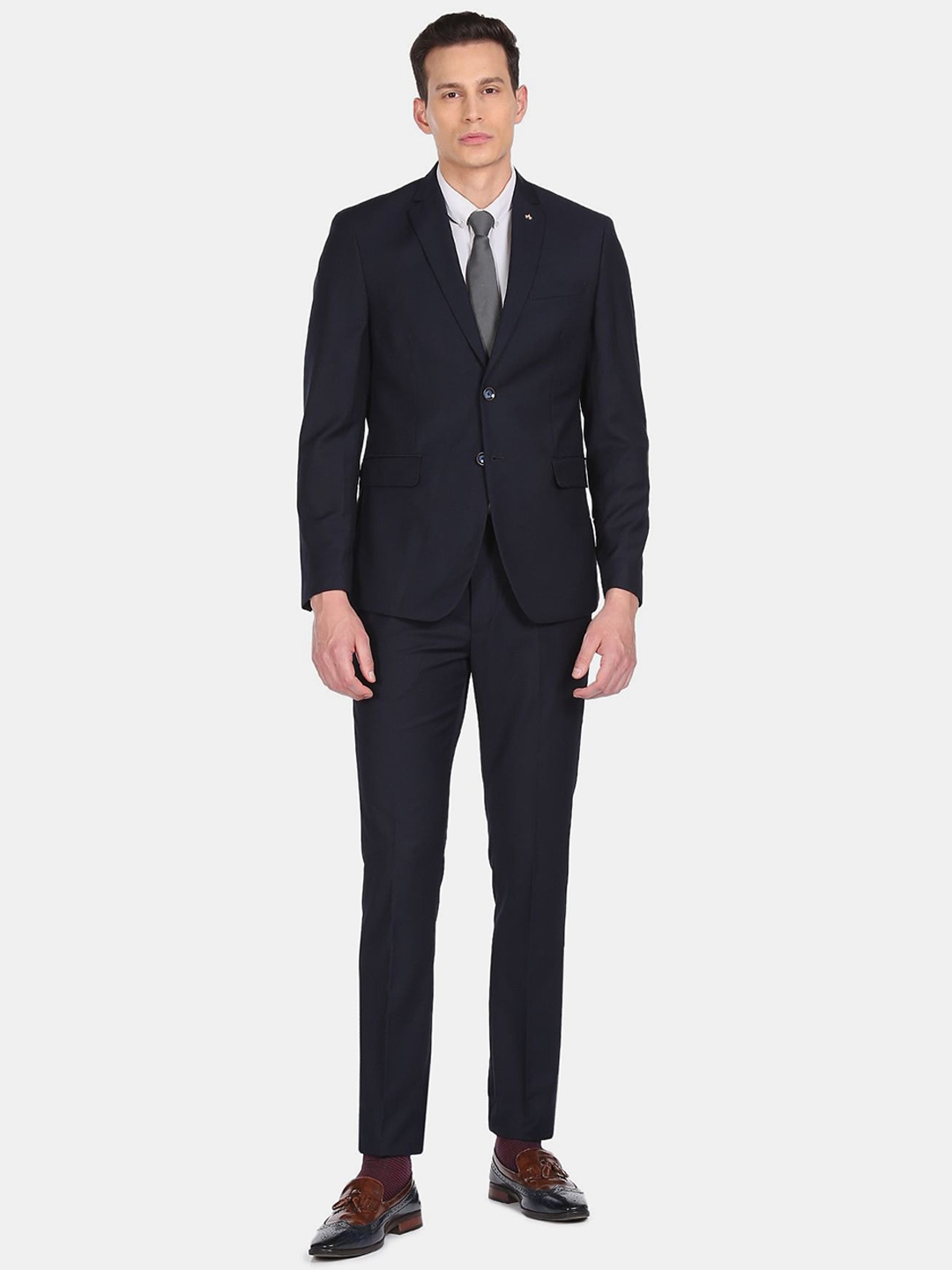 

Arrow Men Navy Blue Solid Single-Breasted Two-Piece Formal Suit