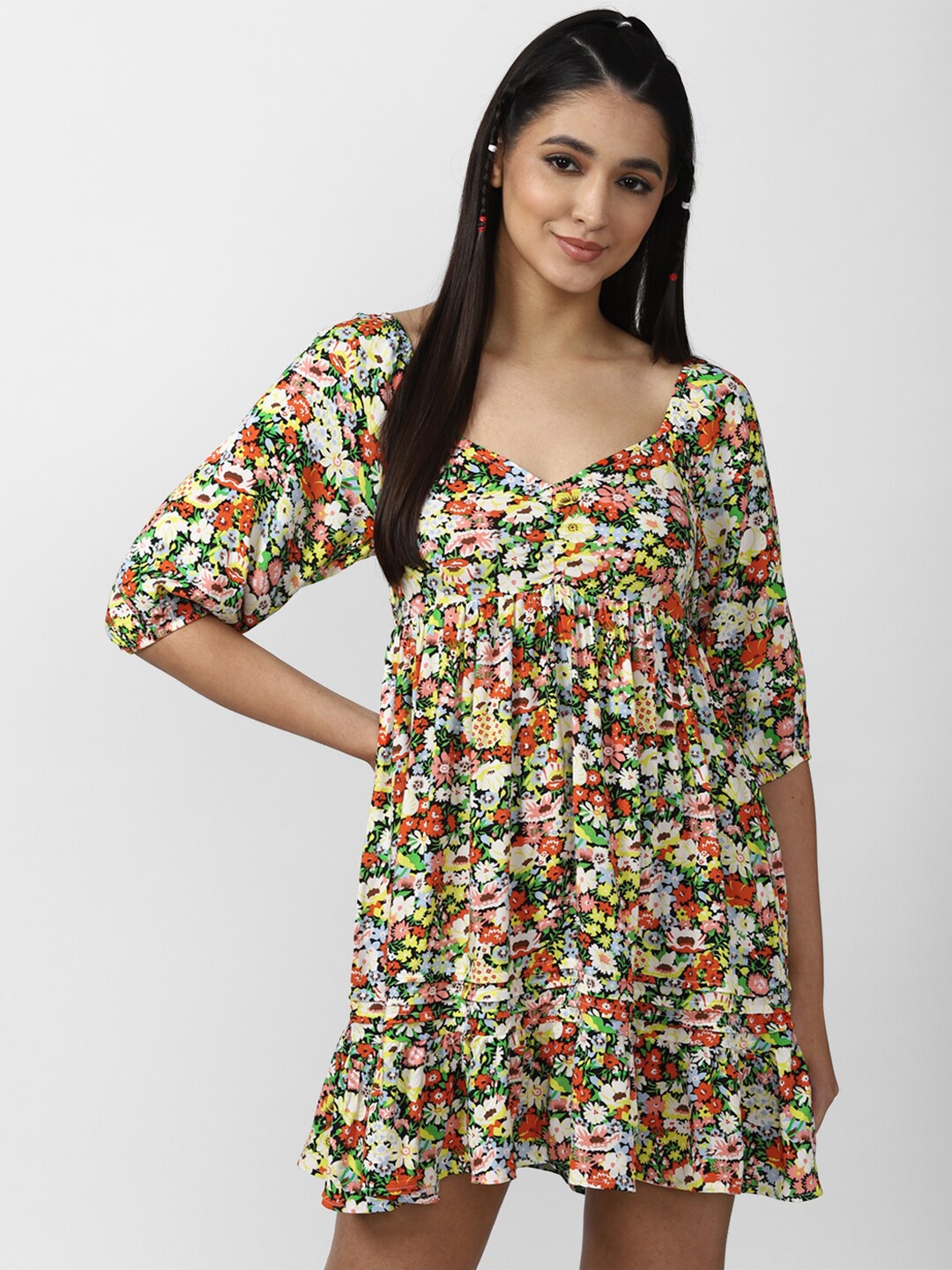 

FOREVER 21 Multicoloured Floral Mini Dress, Multi