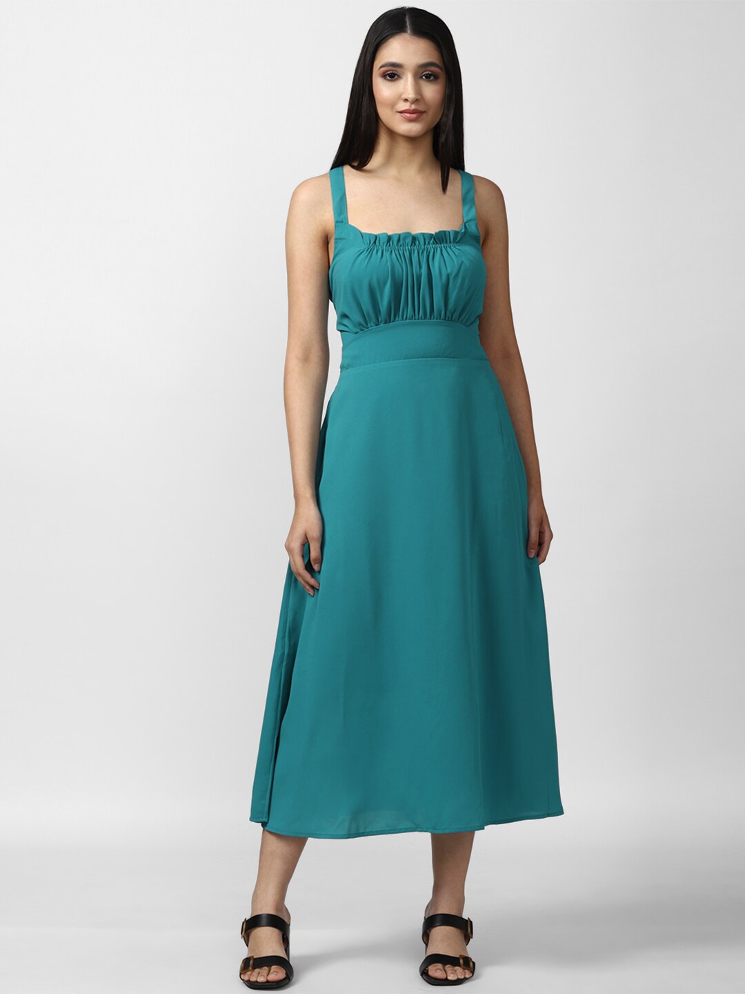 

FOREVER 21 Blue A-Line Midi Dress