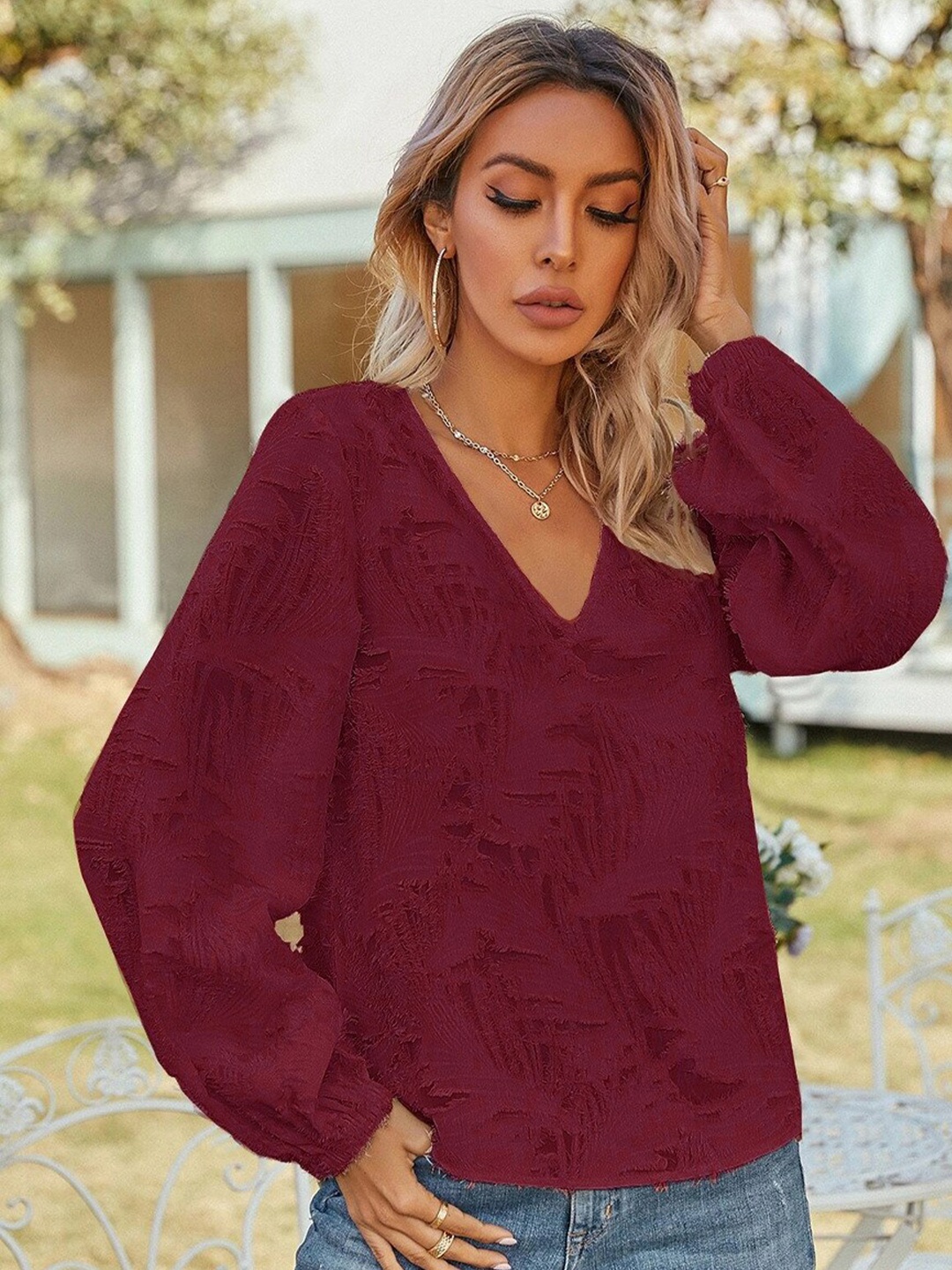 

StyleCast Woman Maroon Top