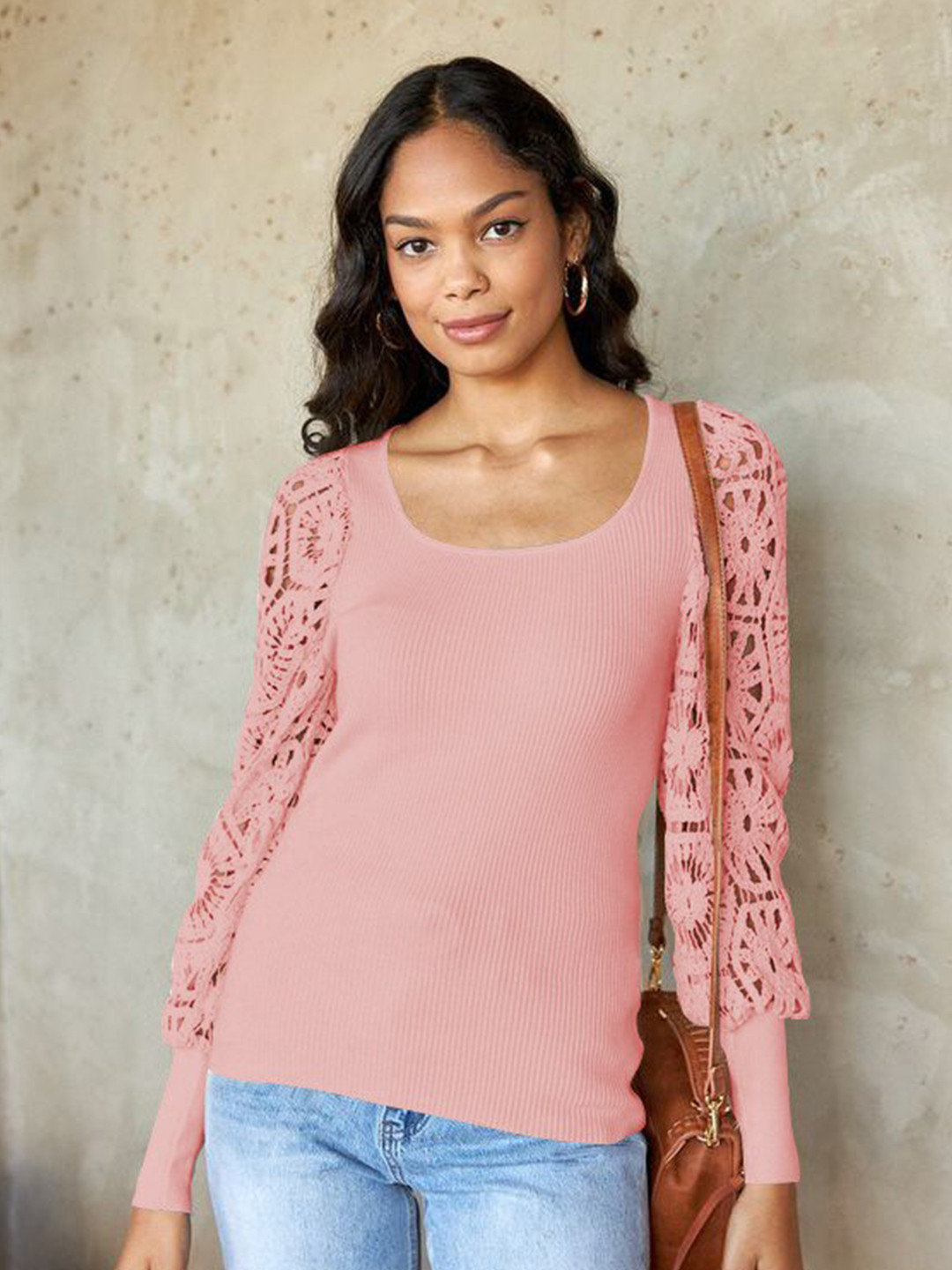 

StyleCast Women Pink Solid Pure Cotton Top