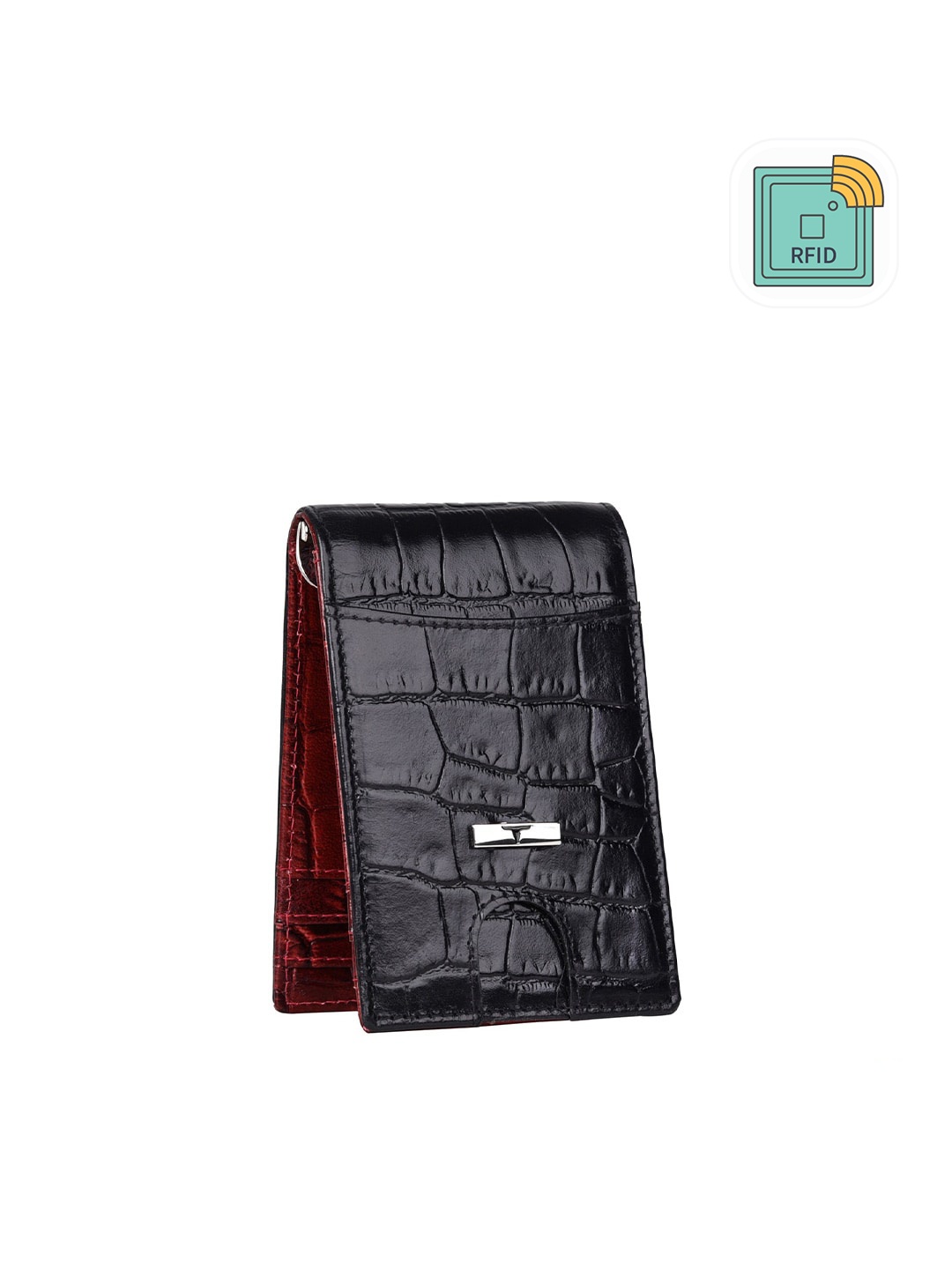 

URBAN FOREST Men Textured Leather Money Clip, Black
