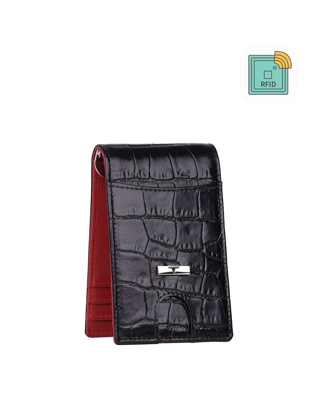 

URBAN FOREST Men Textured Leather Money Clip, Black